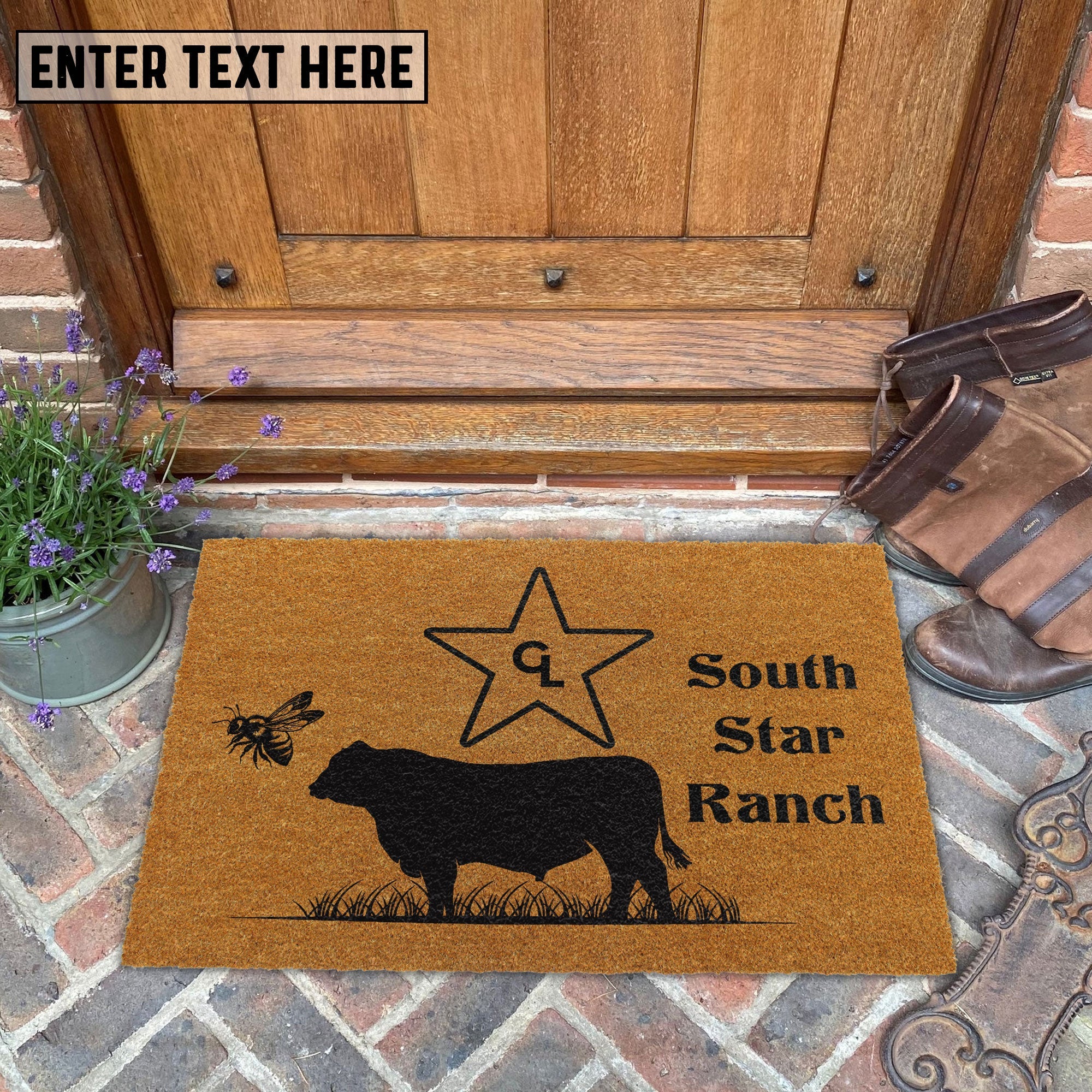 Angus Custom South Star Ranch Coir Doormat