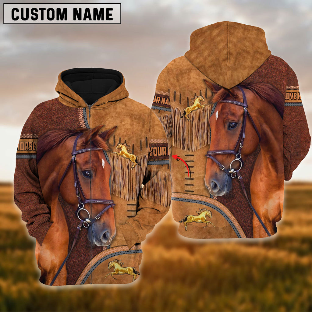 Custom Name Horse Light Brown 3D Printed Hoodie