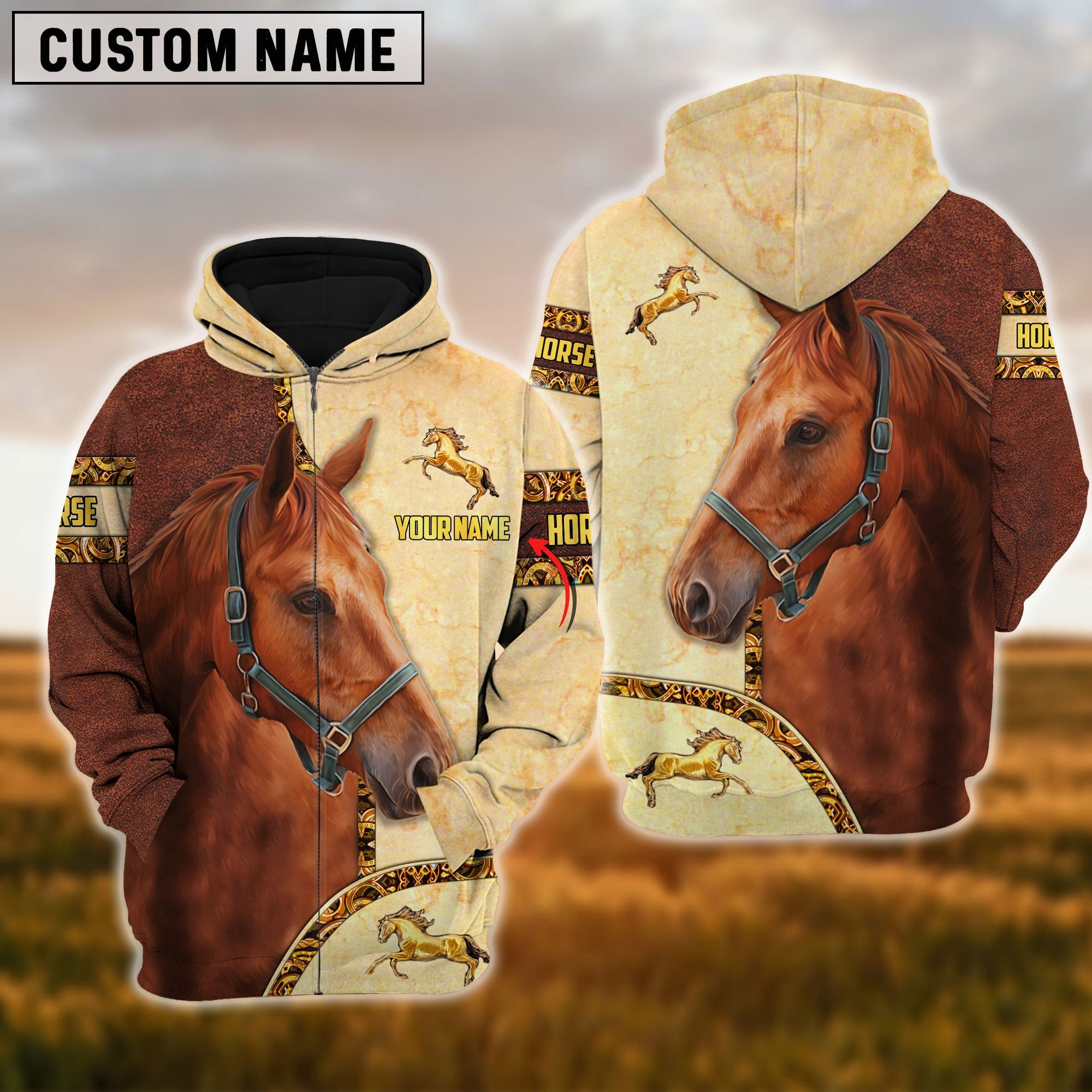 Custom Name Horse Lovers 3D Hoodie