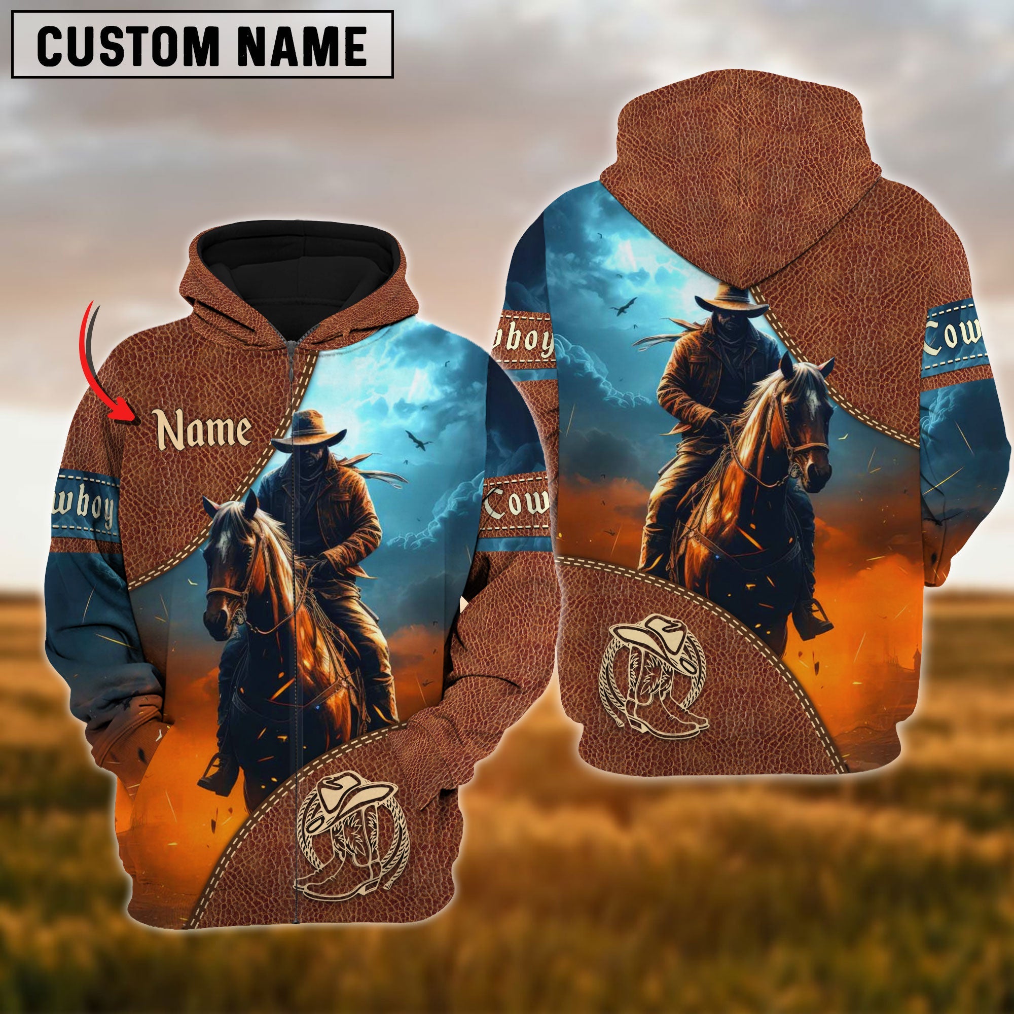 Cowboy Custom Name Horse Lovers 3D Hoodie