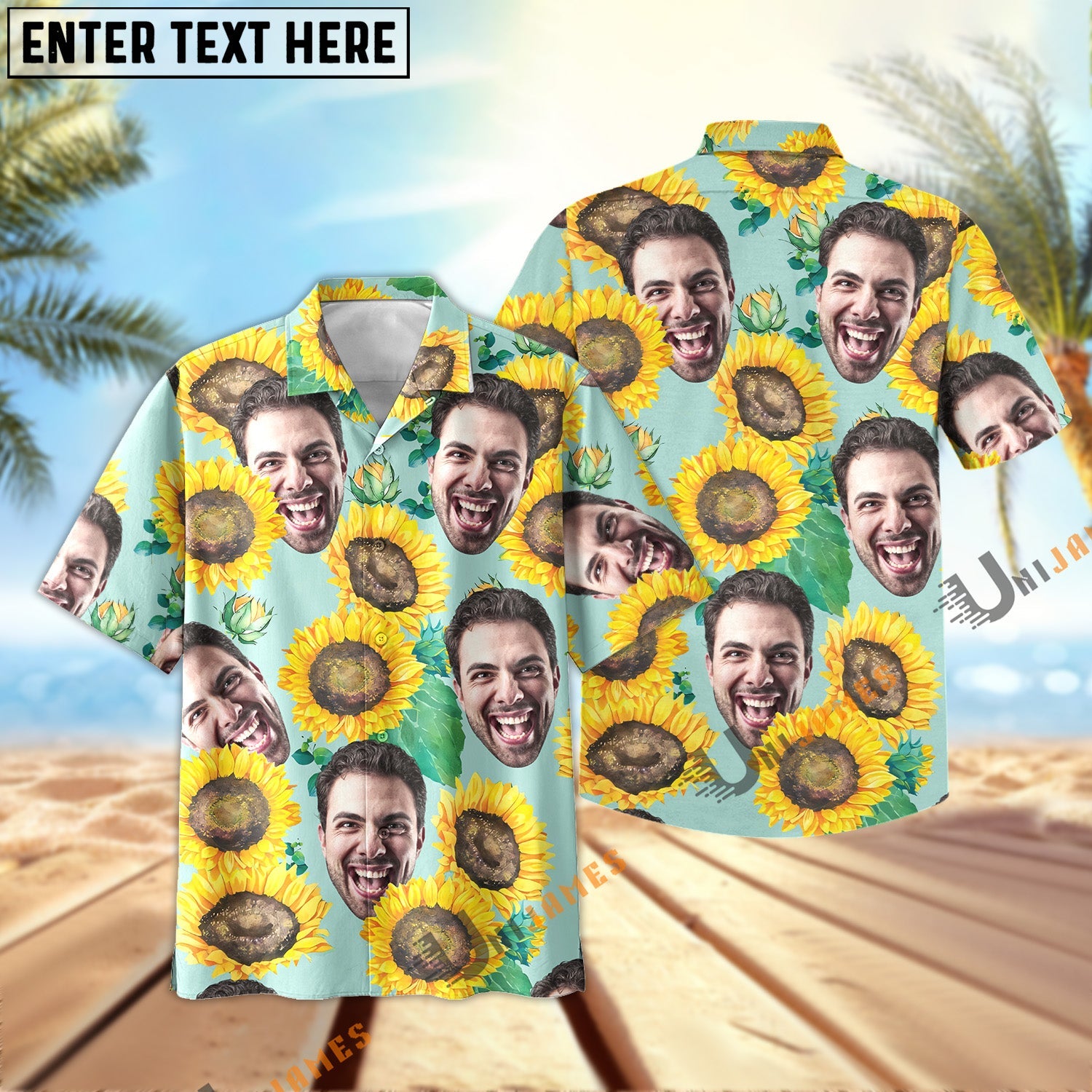 Unique Custom Image Happy Sunflowers Floral Farm 3D Hawaiian Shirt