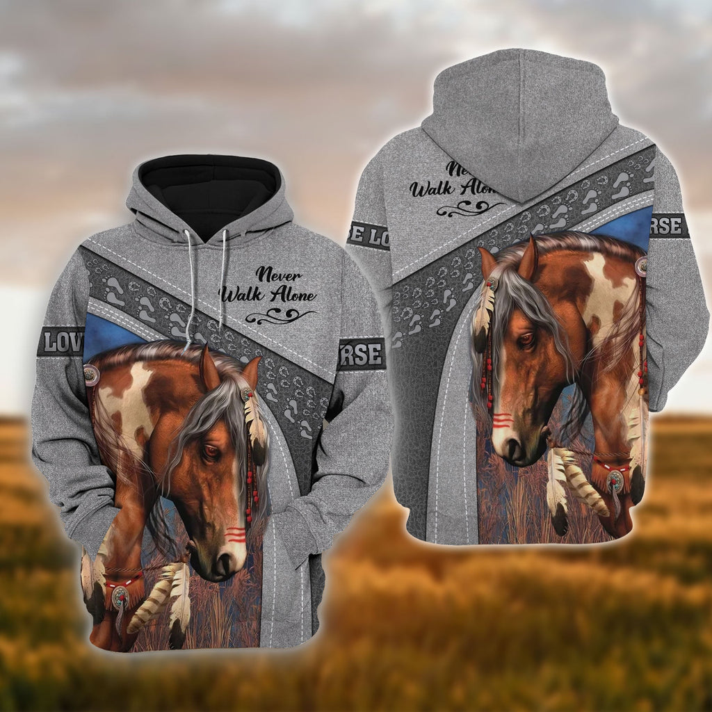 Horse Lovers Never Walk Alone 3D Hoodie