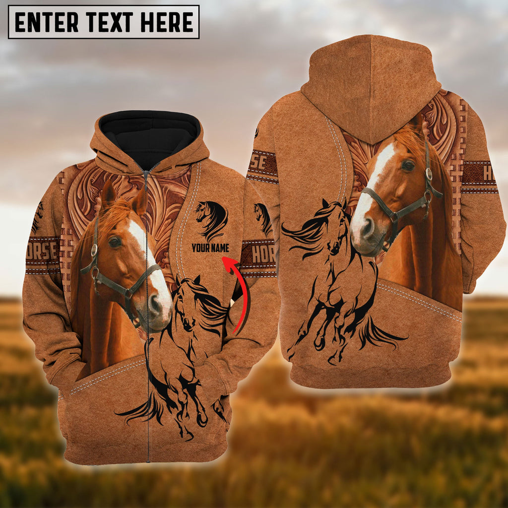 Custom Name Horse Light Brown 3D Printed Hoodie
