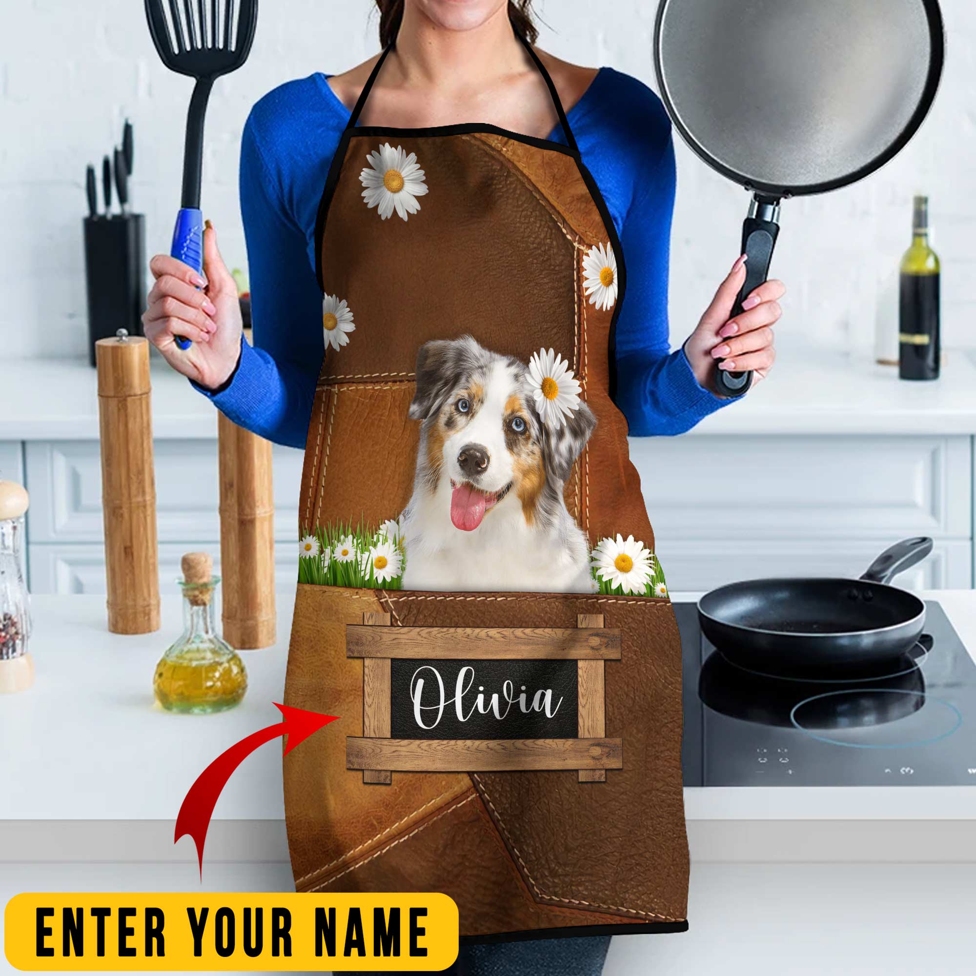 Personalized Name Australian Sheperd All Over Printed 3D Apron