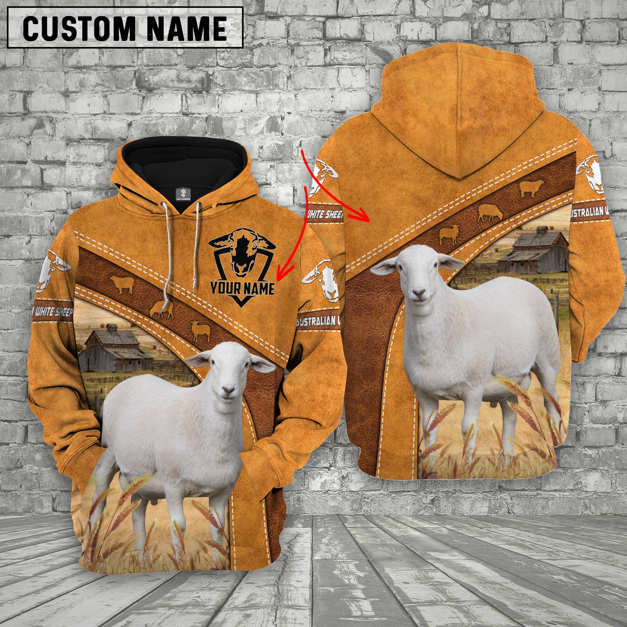 Personalized Name Farm Australian White Sheep 3D Hoodie