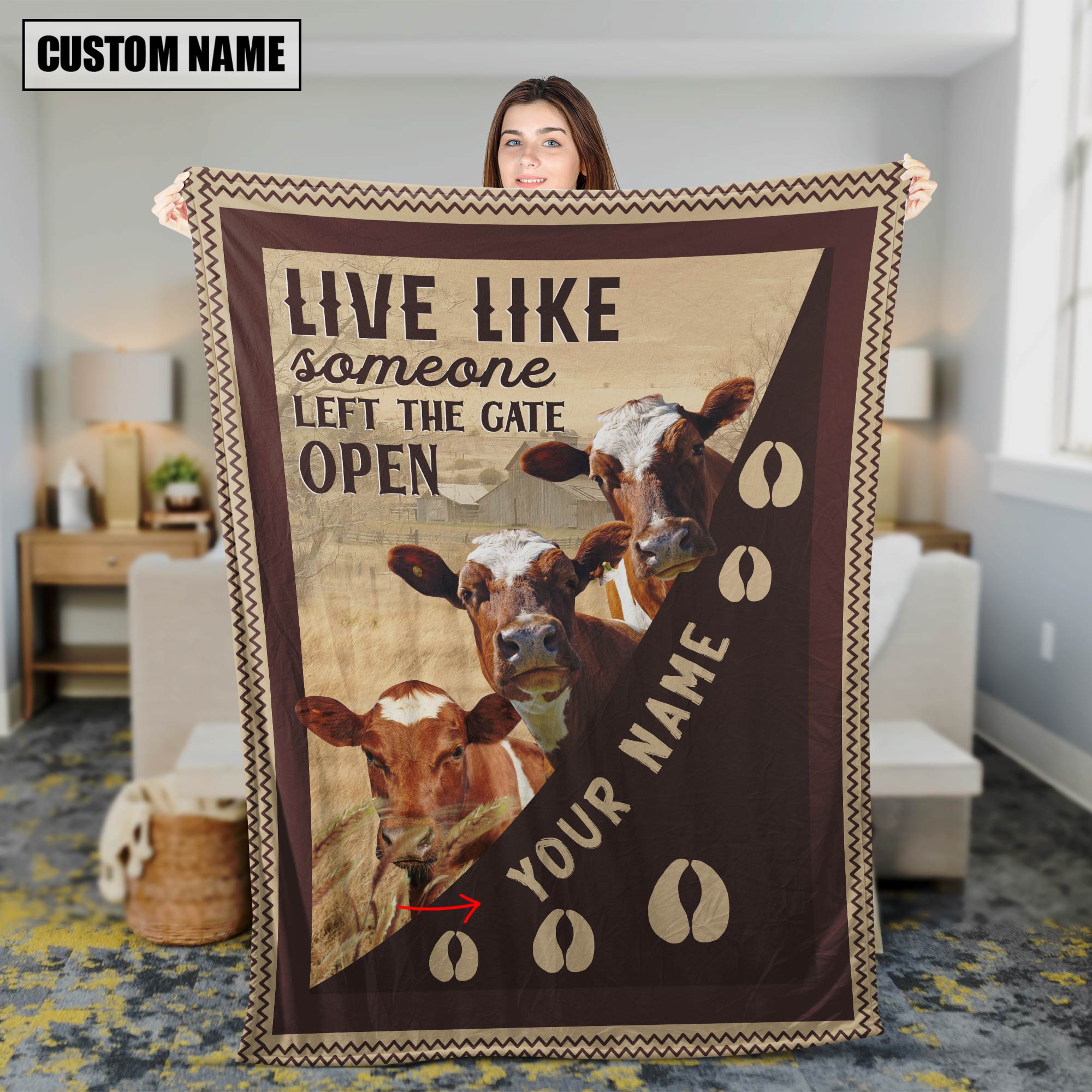 Personalized Ayrshires Live Like Someone Left The Gate Open Blanket