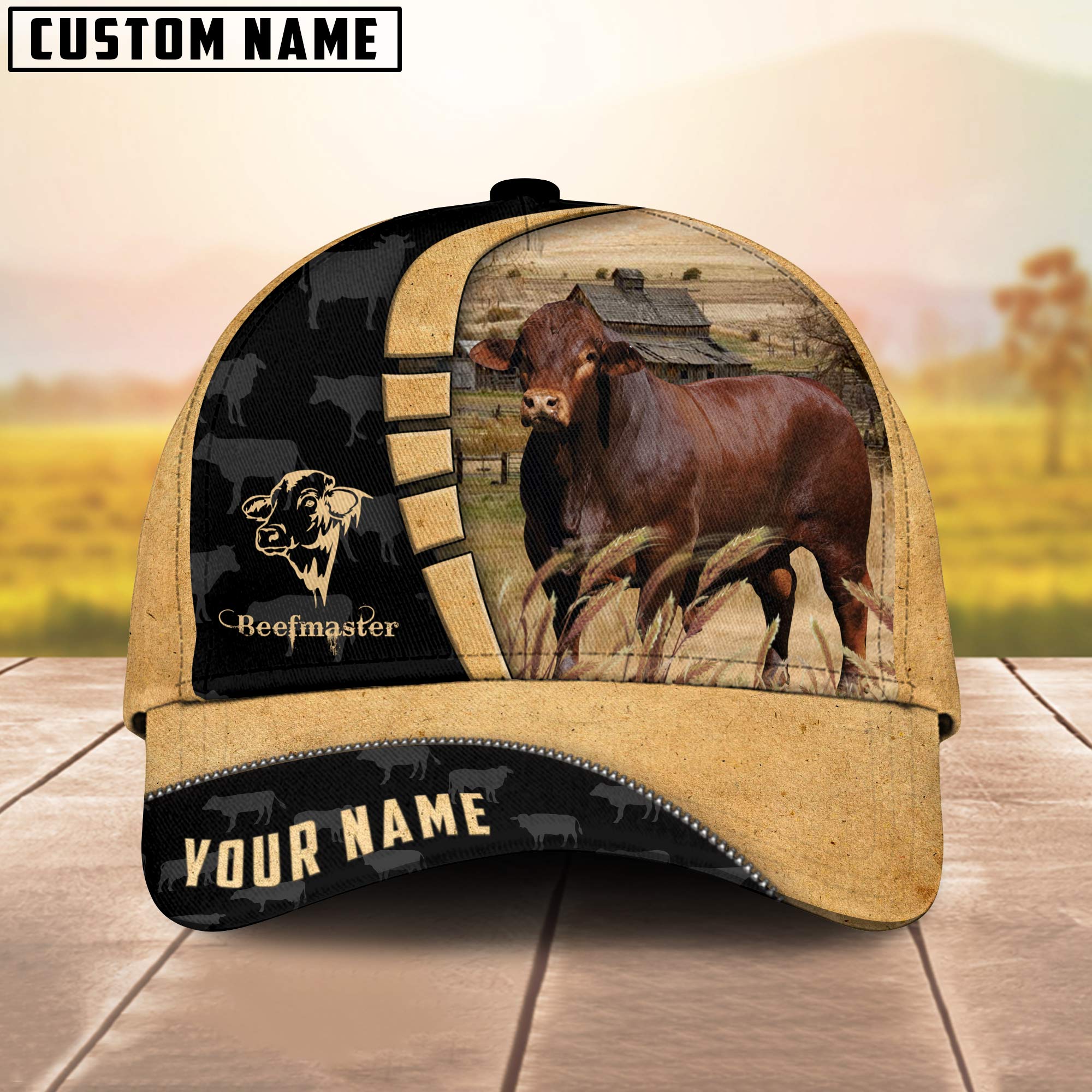 Custom Name Beefmaster Cattle Farmhouse Field Cap