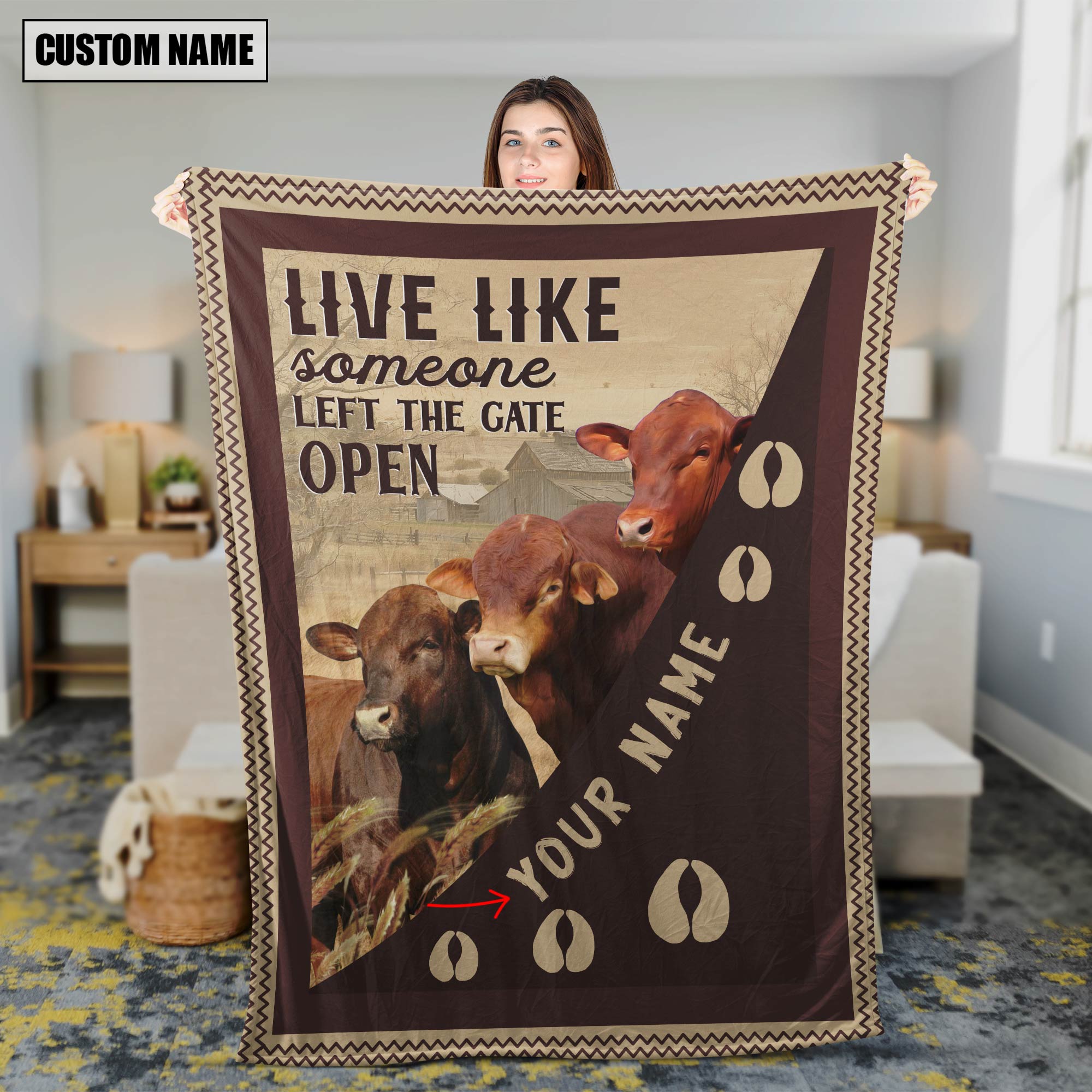 Personalized Beefmaster Live Like Someone Left The Gate Open Blanket