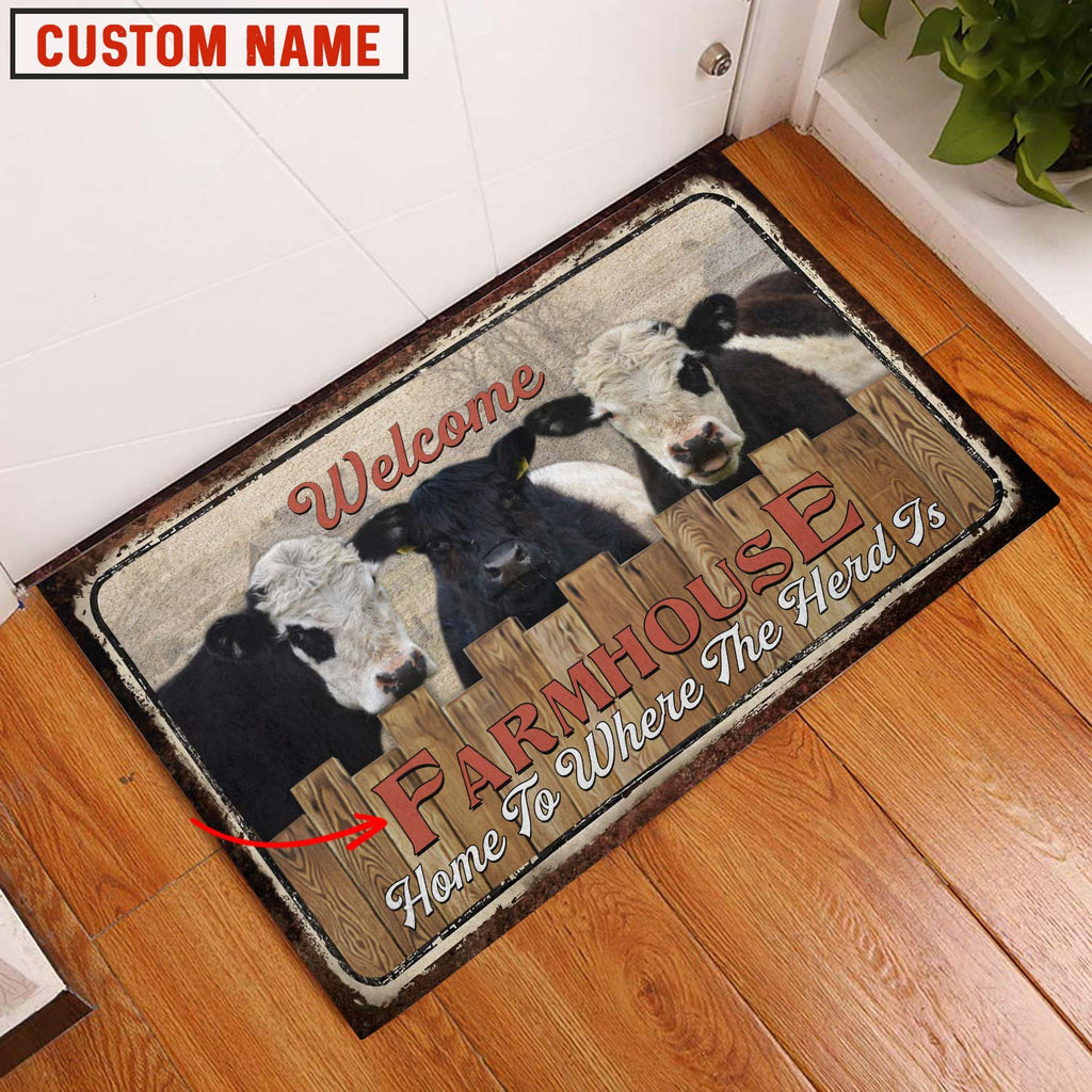 Belted Galloway Welcome Custom Name Doormat