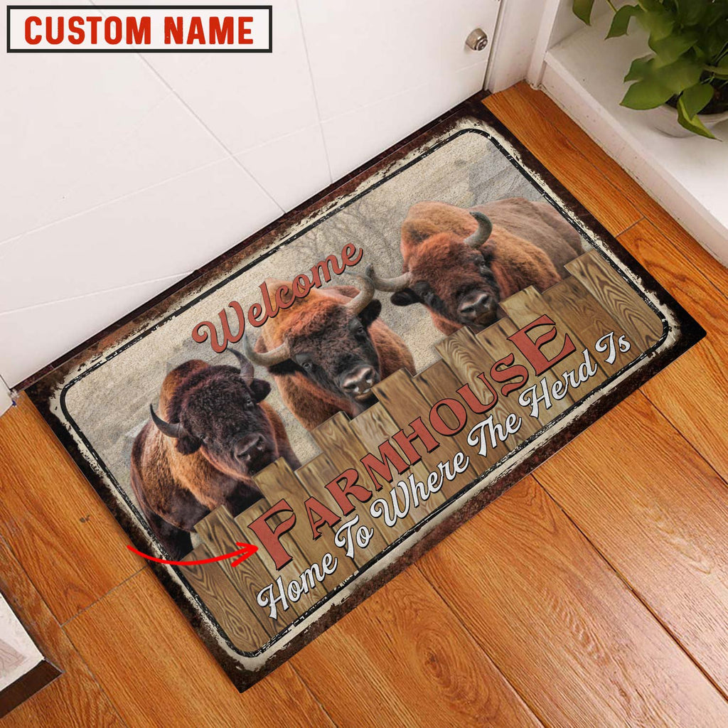 Bison Welcome Custom Name Doormat