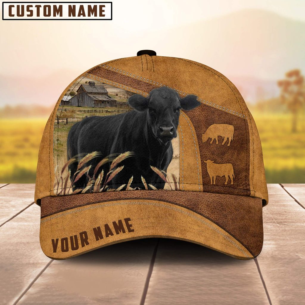 Custom Name Black Angus Cattle Cap
