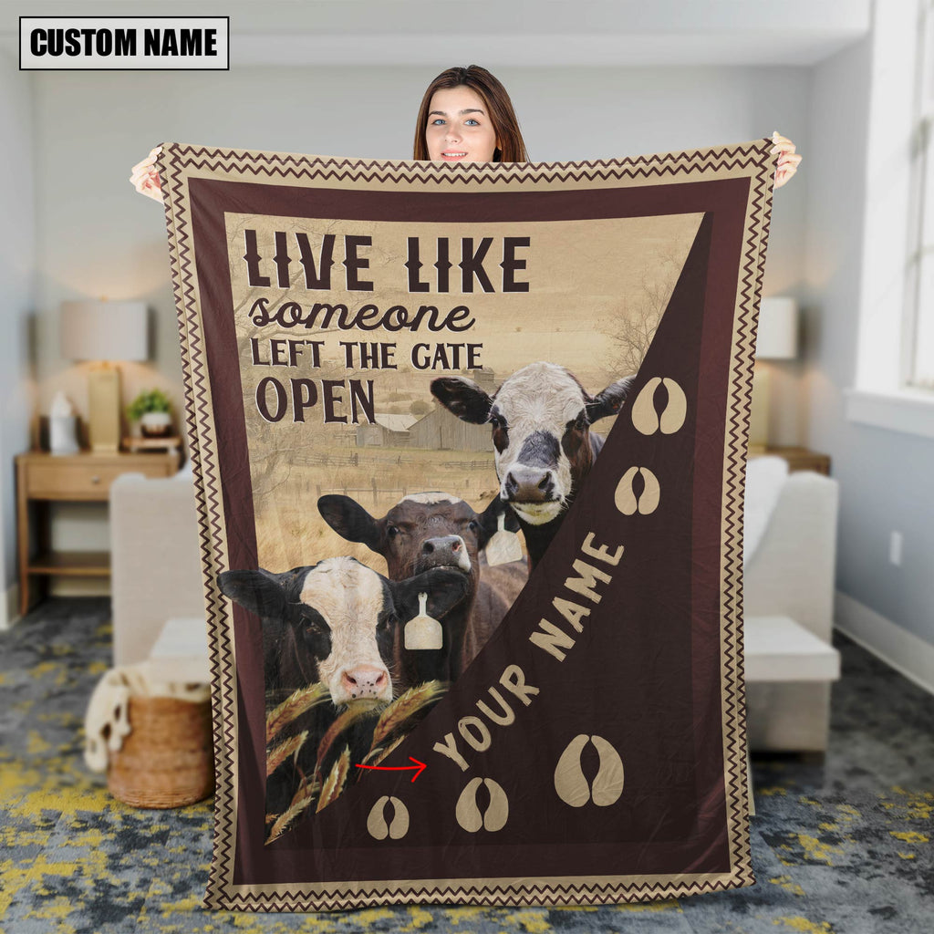 Personalized Black Baldy Live Like Someone Left The Gate Open Blanket