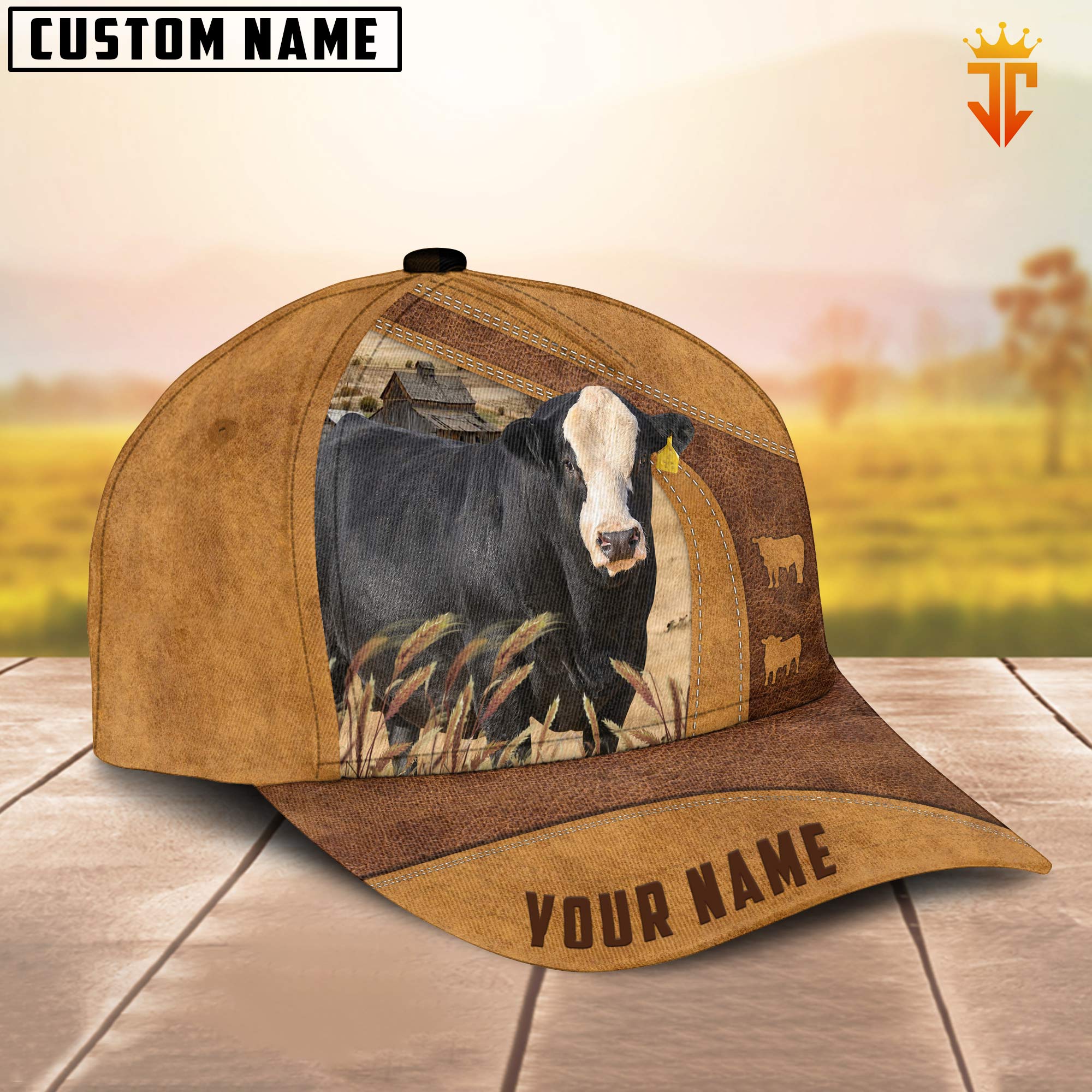 Custom Name Blaze Faced Simmental Cattle Cap