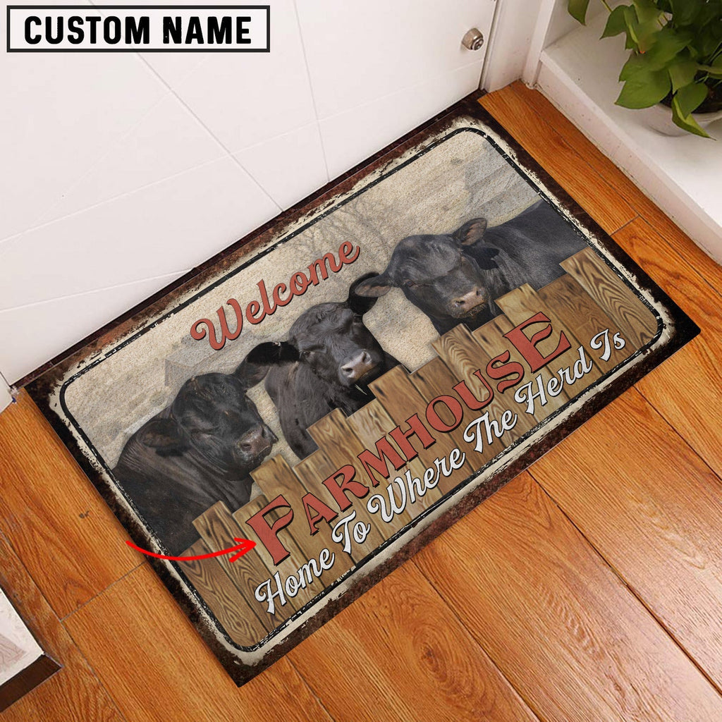 Black Sim Angus Personalized - Welcome  Doormat