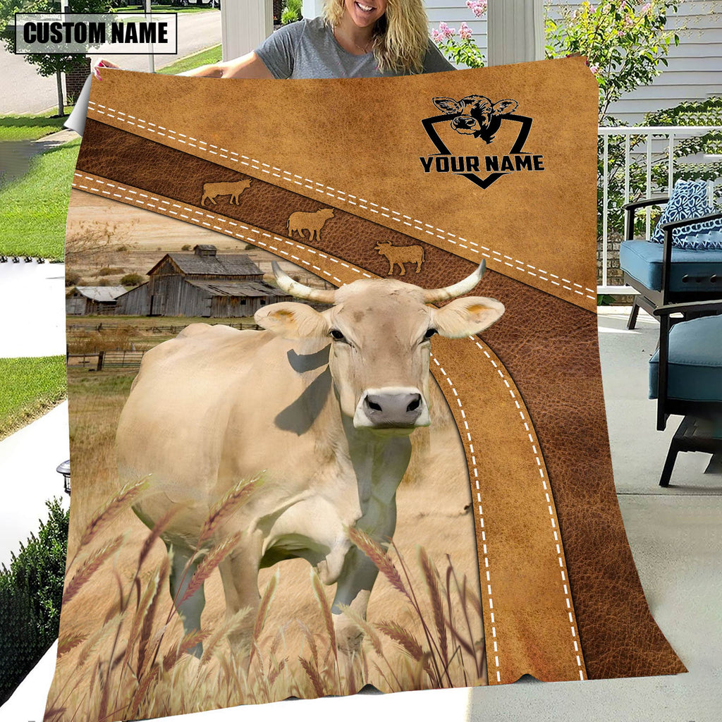 Personalized Name Braunvieh Brownie Farm Background Blanket