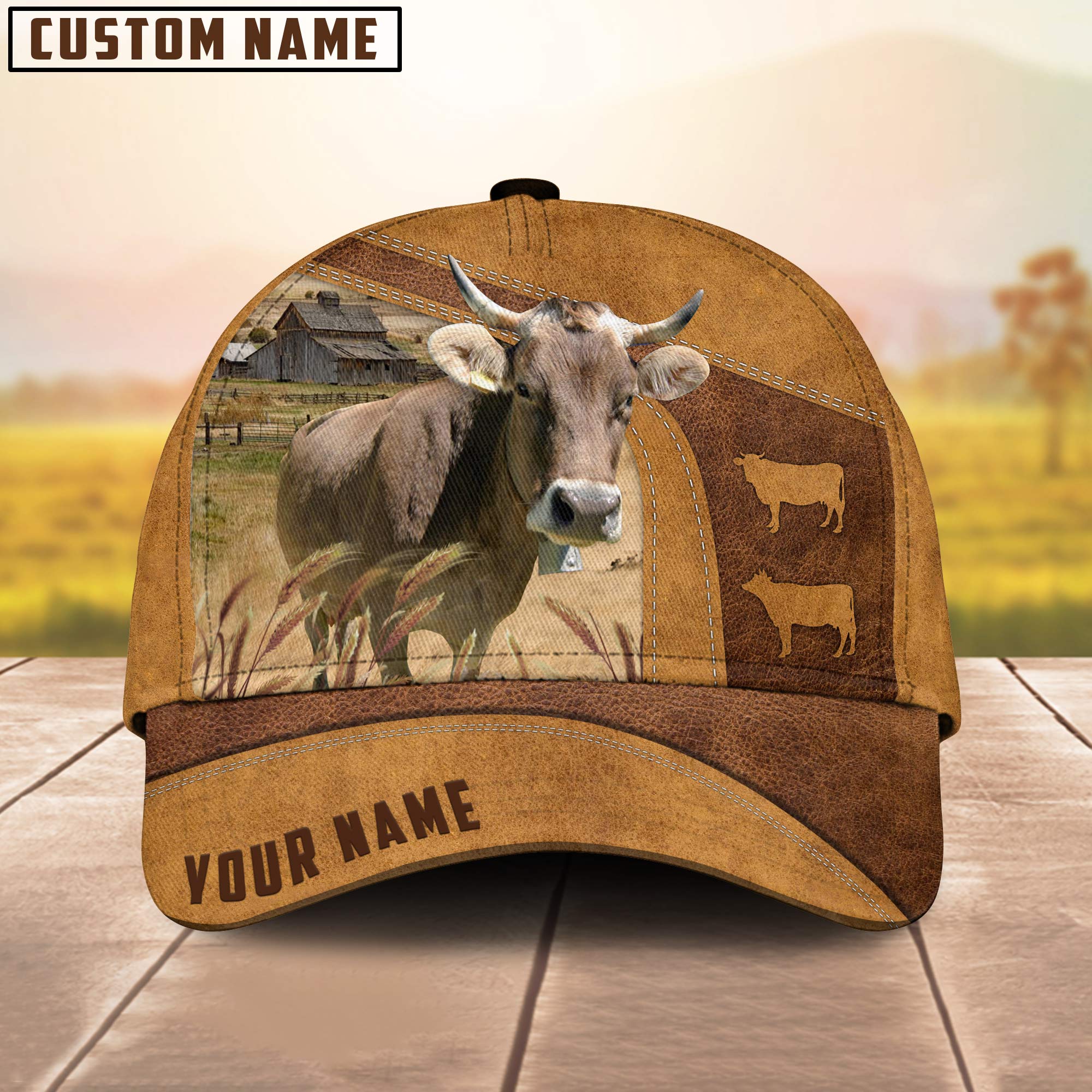Custom Name Brown Swiss Cattle Cap