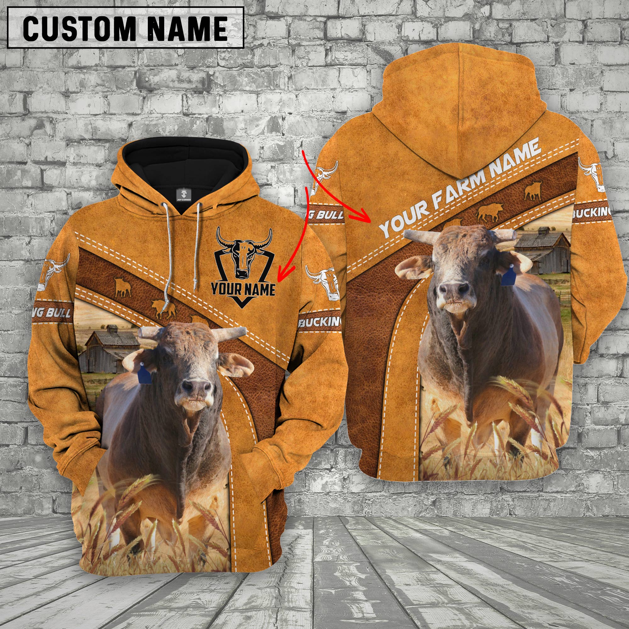 Bucking Bull Custom Name Printed Cattle 3D Hoodie