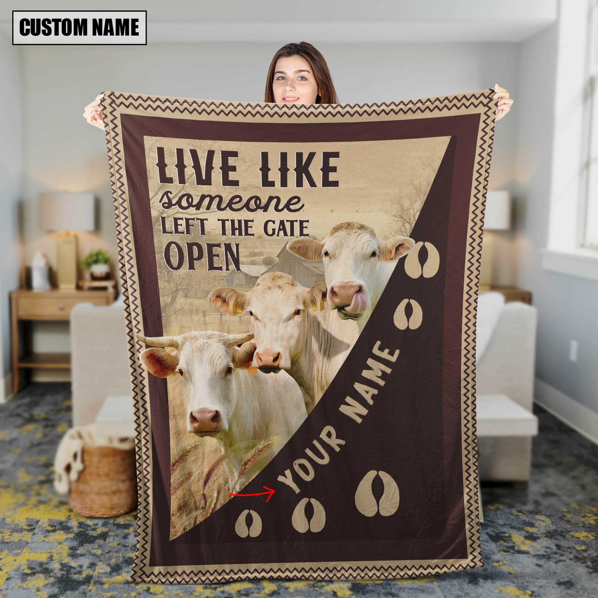 Personalized Charolais Live Like Someone Left The Gate Open Blanket