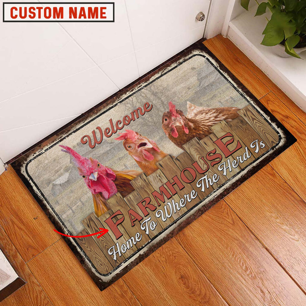 Chicken Welcome Custom Name Doormat