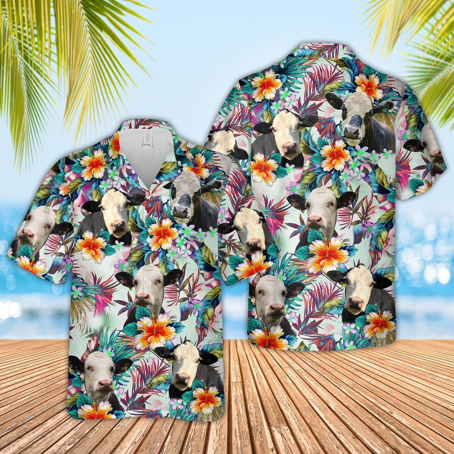 Black Baldy Colorful Leaf Pattern Hawaiian Shirt