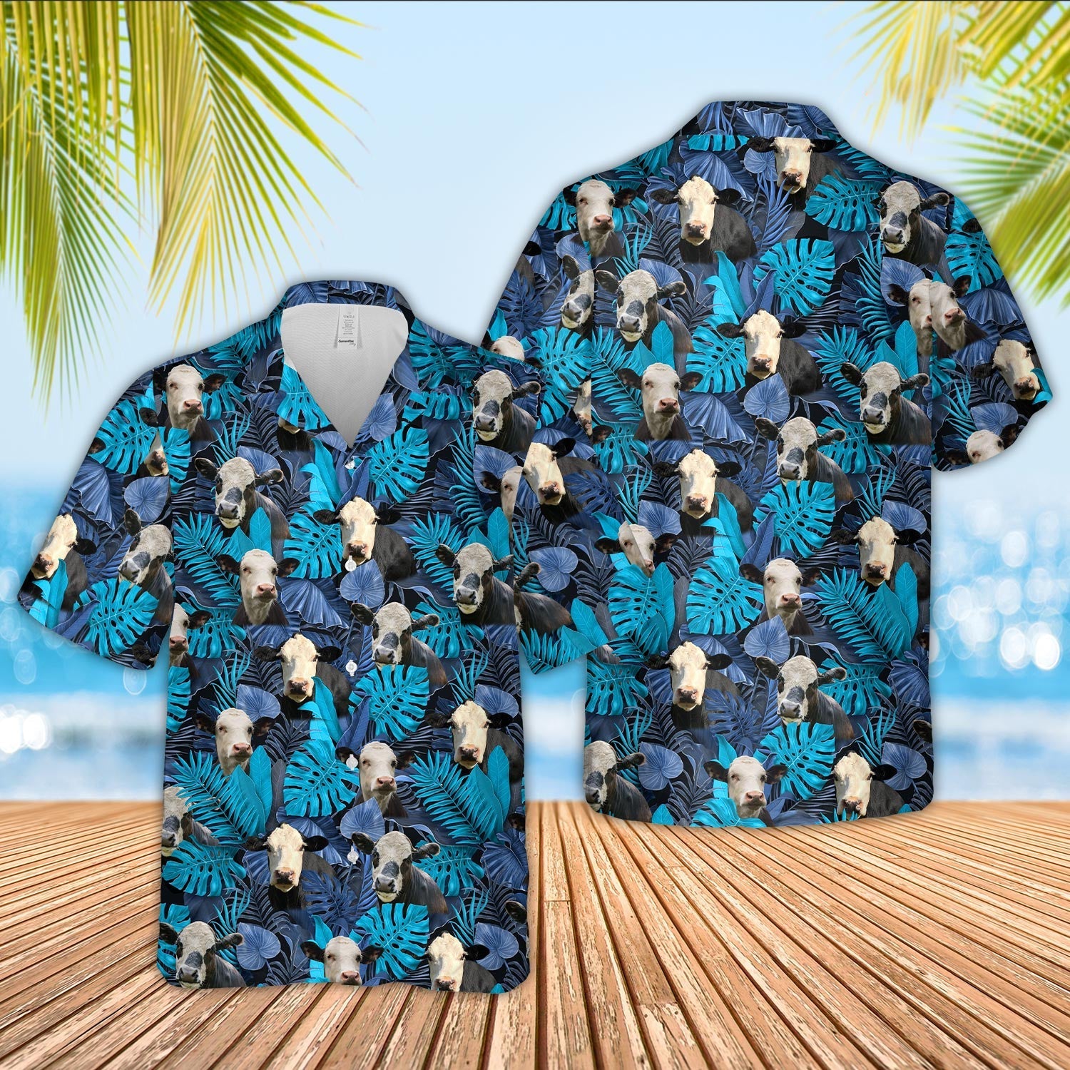 Black Baldy Leaf Pattern Hawaiian Shirt