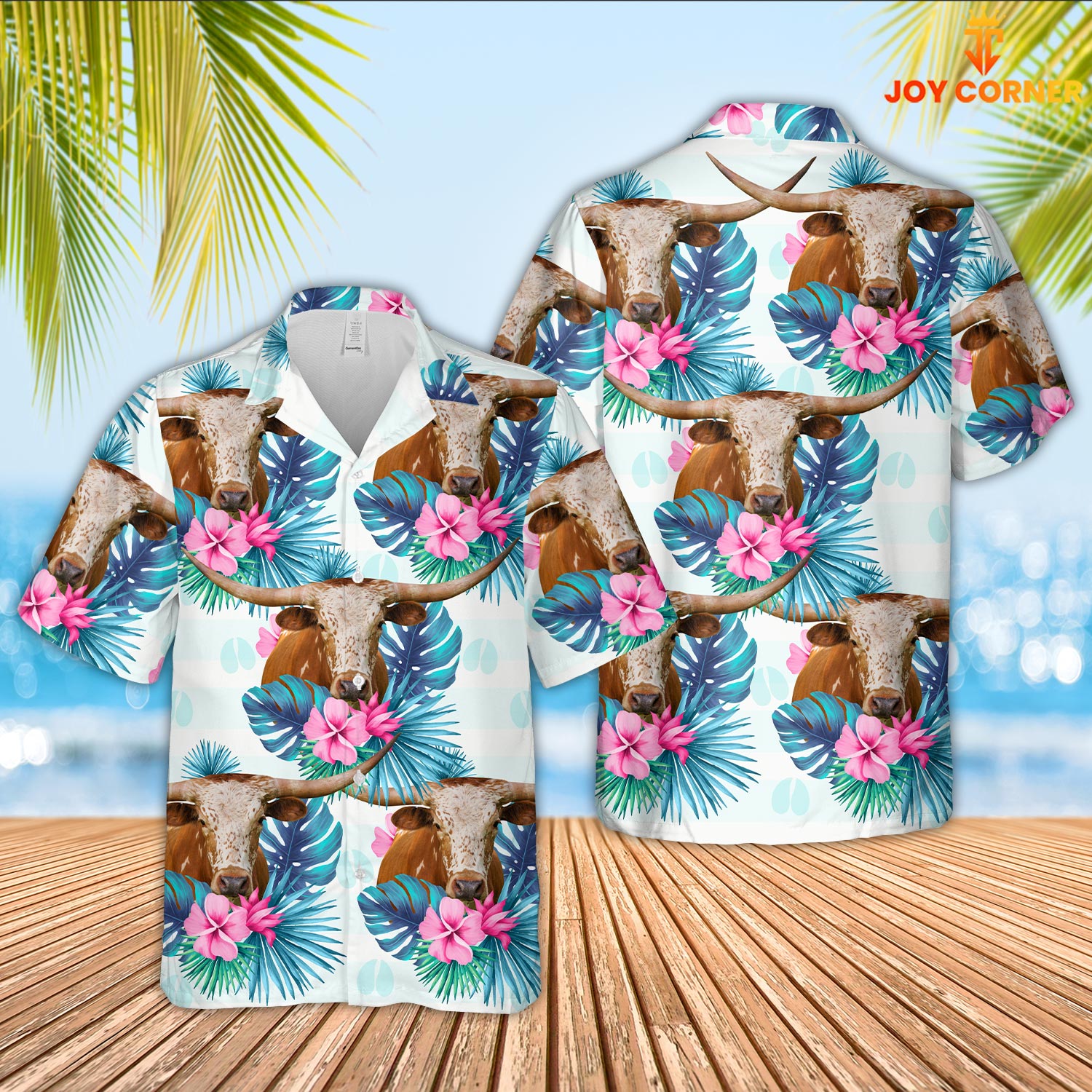 Texas Longhorn Foot Sign Pattern 3D Hawaiian Shirt