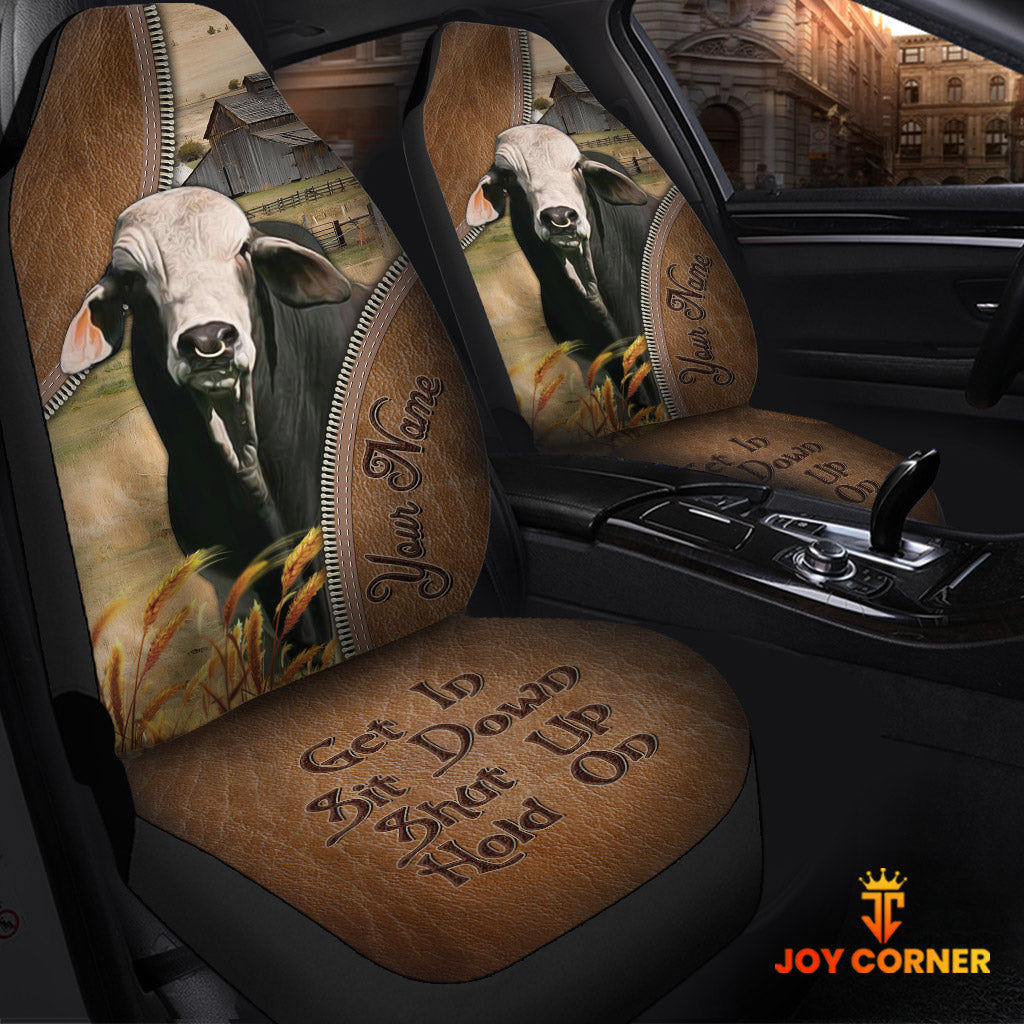 Brahman Customized Name Leather Pattern Car Seat Covers (2Pcs)
