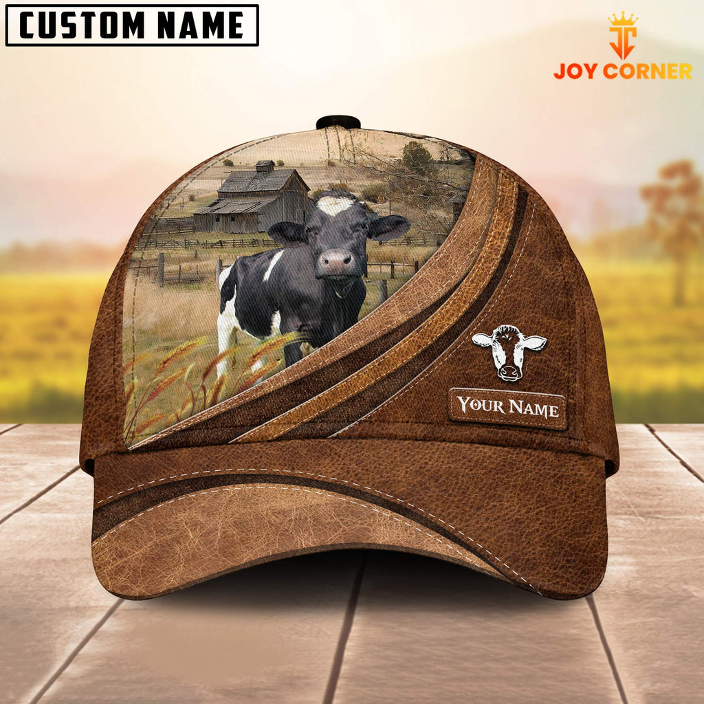 Custom Name Holstein Leather Pattern Classic Cap