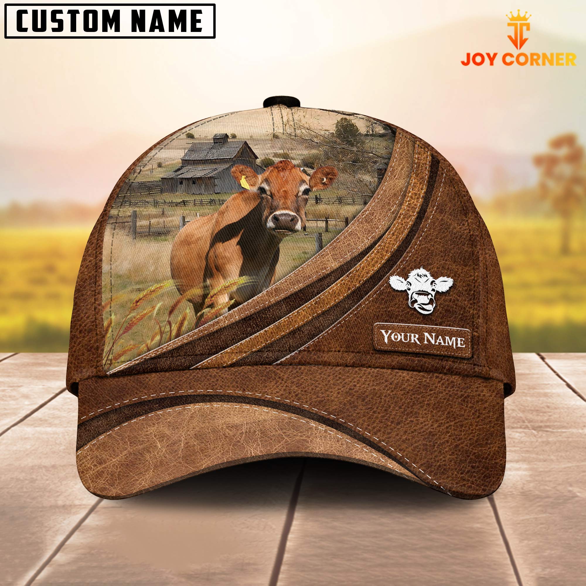 Custom Name Jersey Leather Pattern Classic Cap
