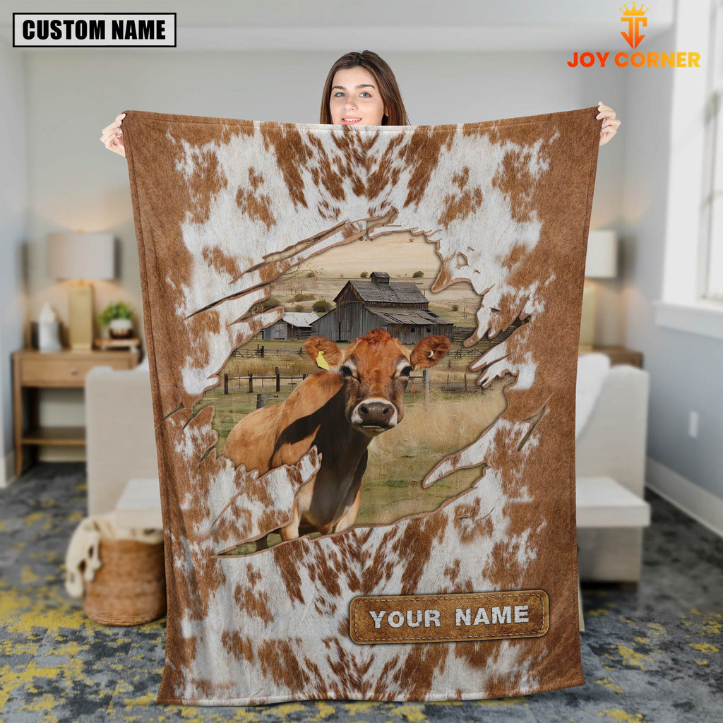Custom Name Jersey Cow Hair Pattern Blanket