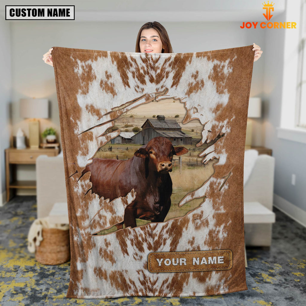 Custom Name Beefmaster Cow Hair Pattern Blanket