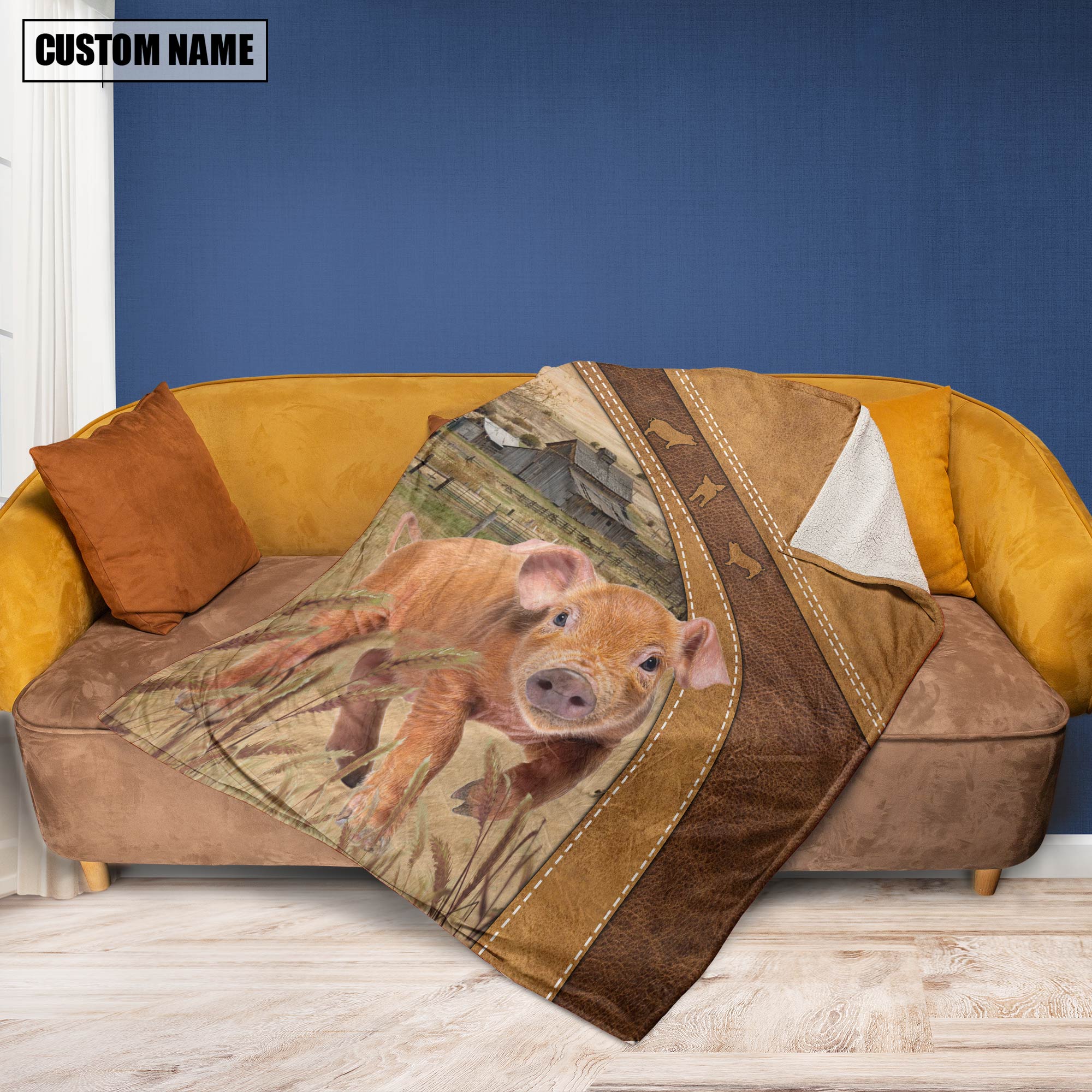 Personalized Name Duroc Pig Brownie Background Blanket