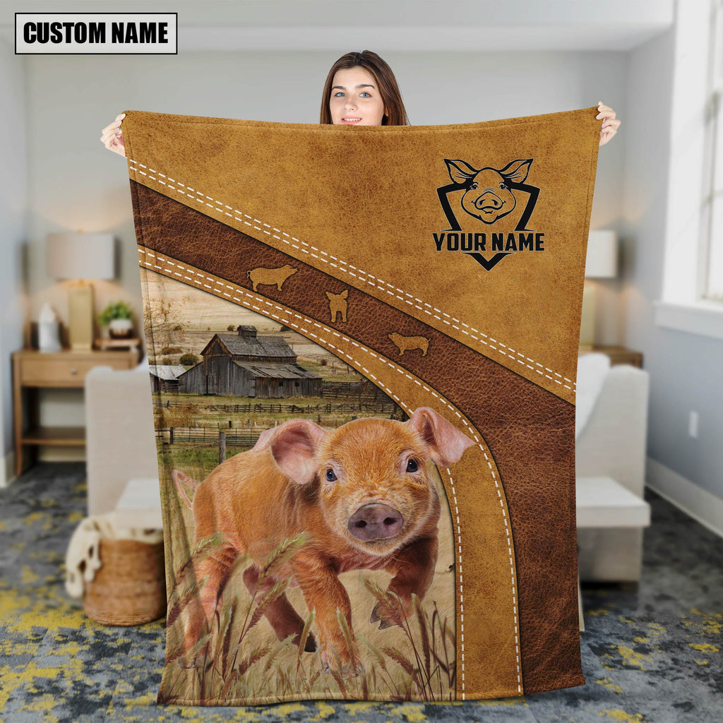 Personalized Name Duroc Pig Brownie Background Blanket