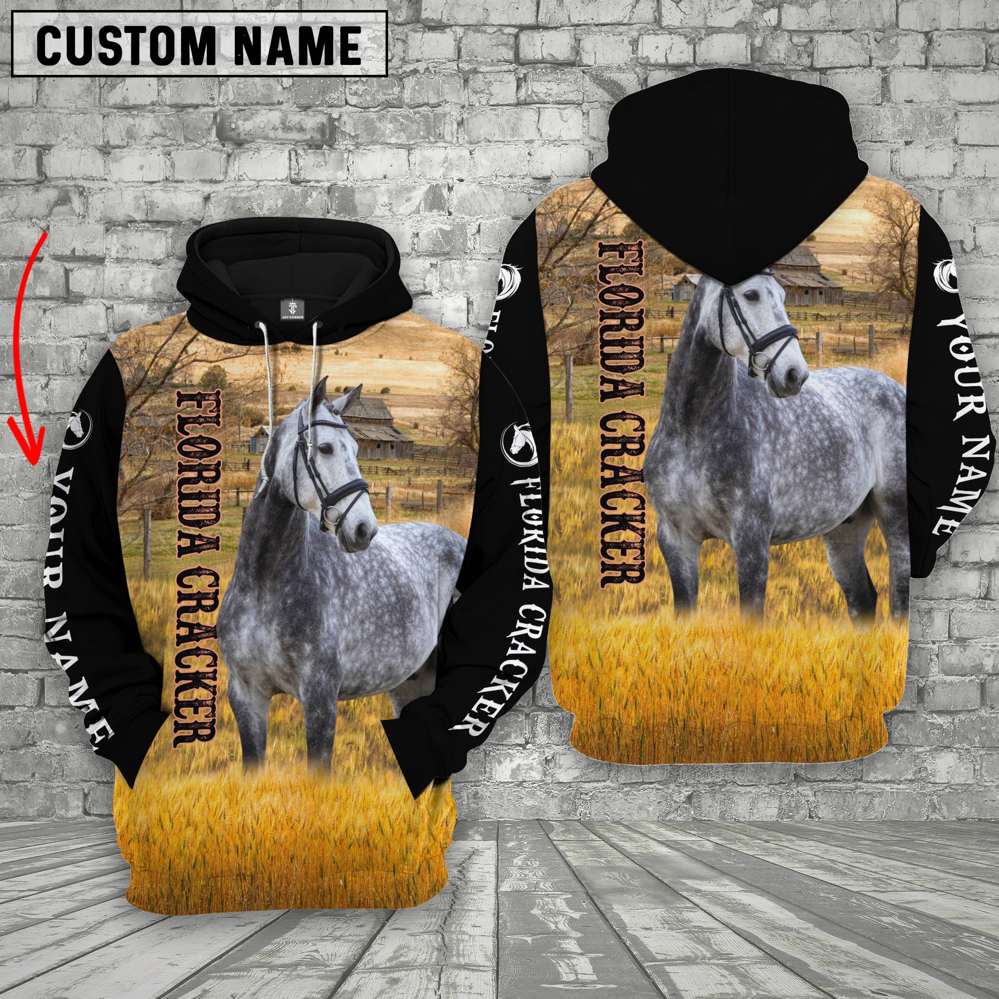 Personalized Name Florida Cracker Horse House On The Farm 3D Hoodie