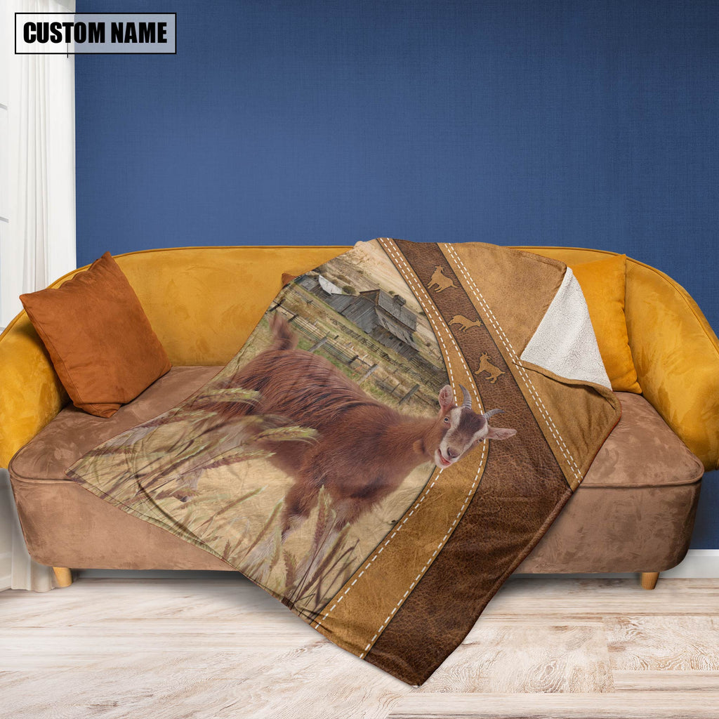 Personalized Name Goat Brownie Background Blanket