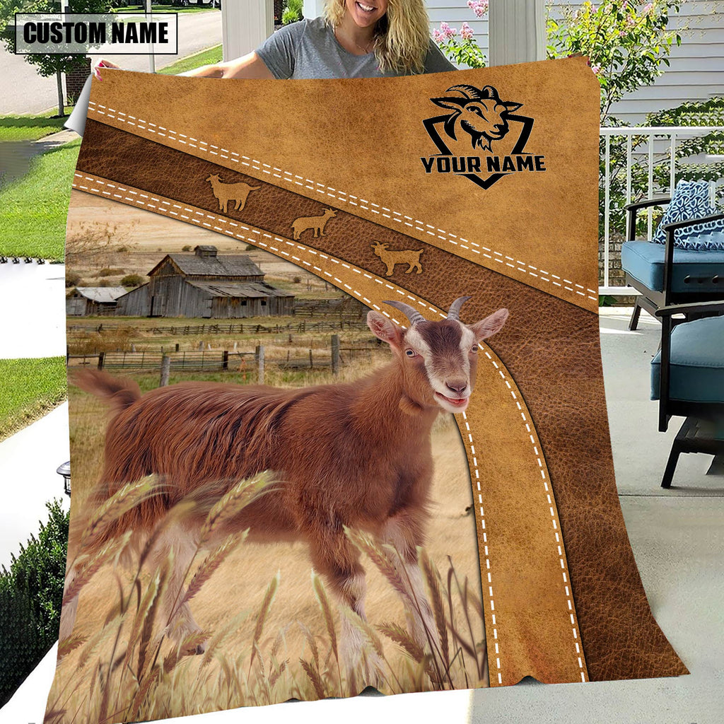 Personalized Name Goat Brownie Background Blanket
