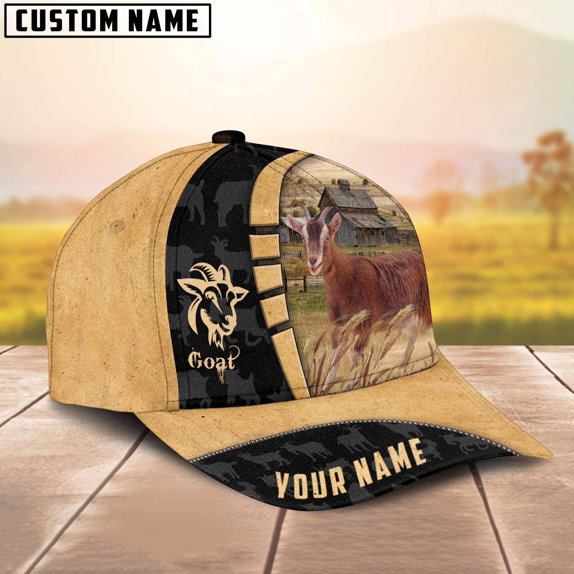 Custom Name Goat Cattle Farmhouse Field Cap