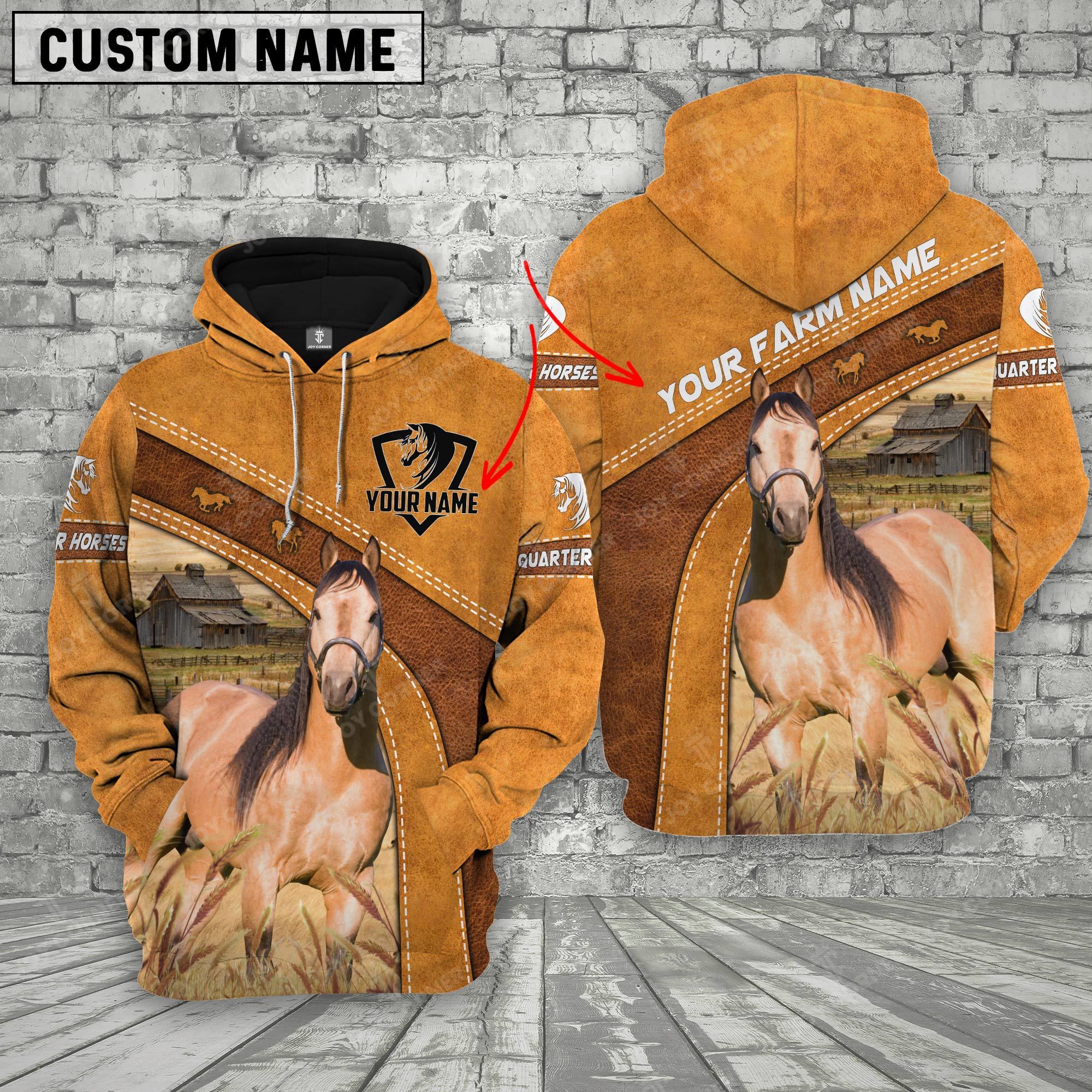 Personalized Name Farm Quarter Horses Hoodie TT1