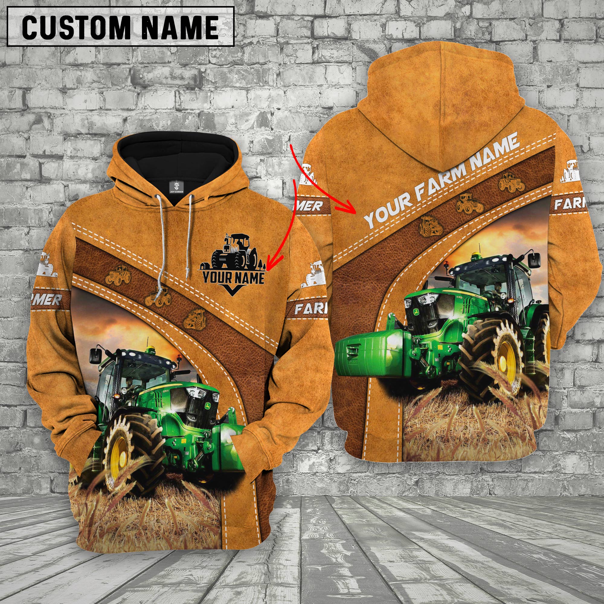 Personalized Name Farm Tractor Hoodie
