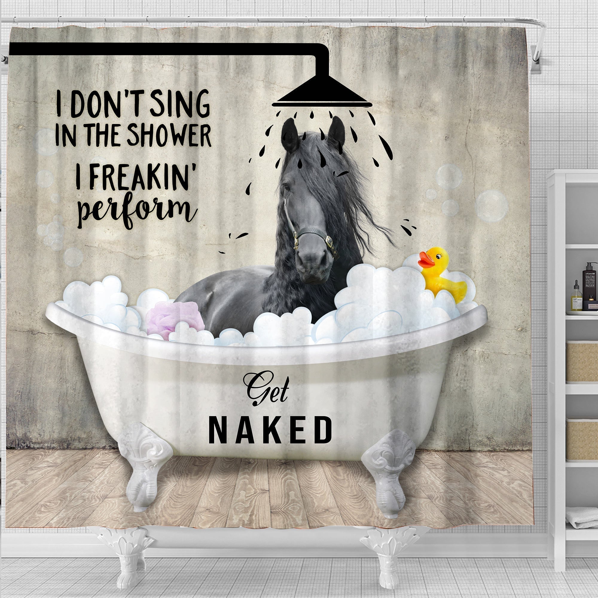 Black Horse I Don't Sing In The Shower 3D Shower Curtain