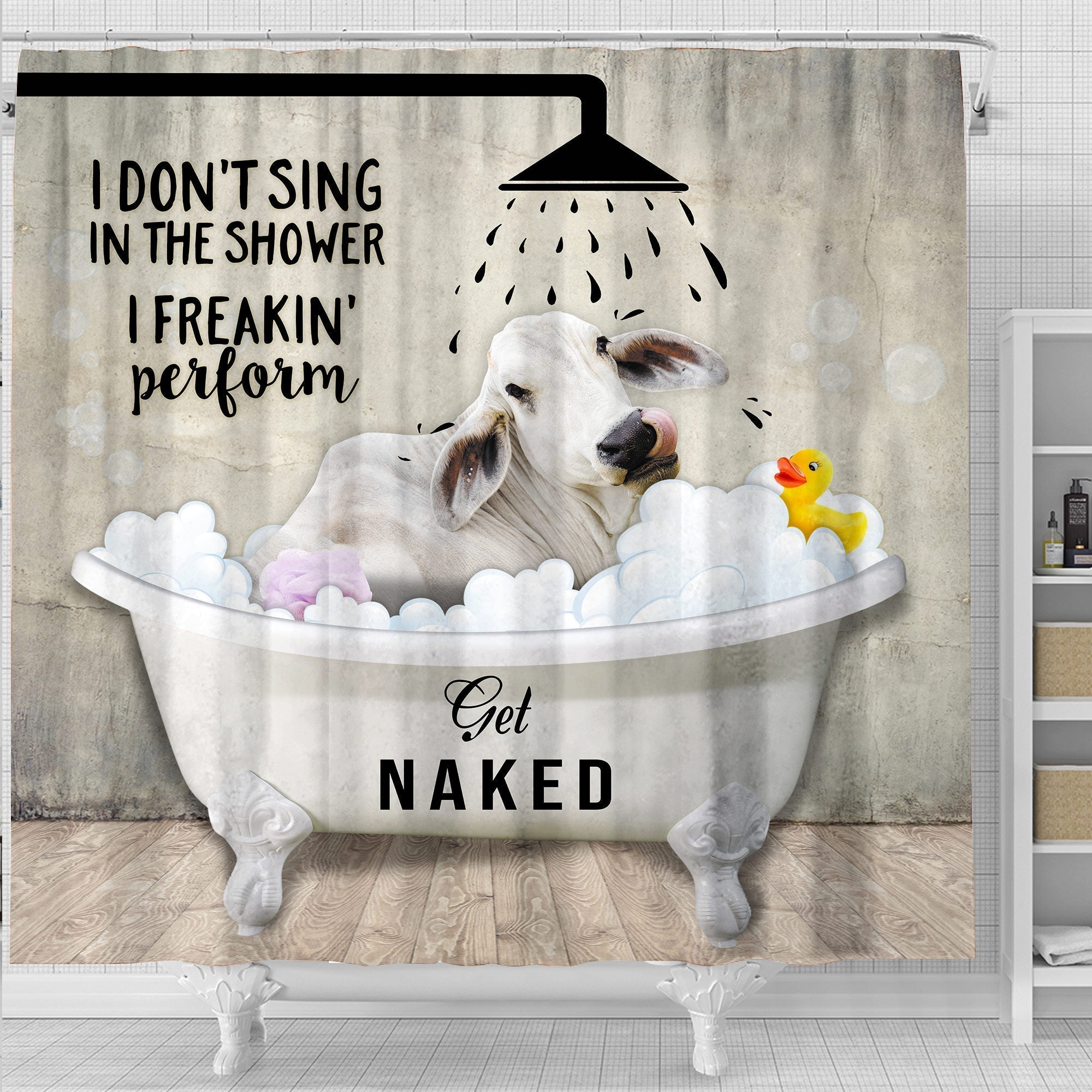 Brahman Cattle I Don't Sing In The Shower 3D Shower Curtain