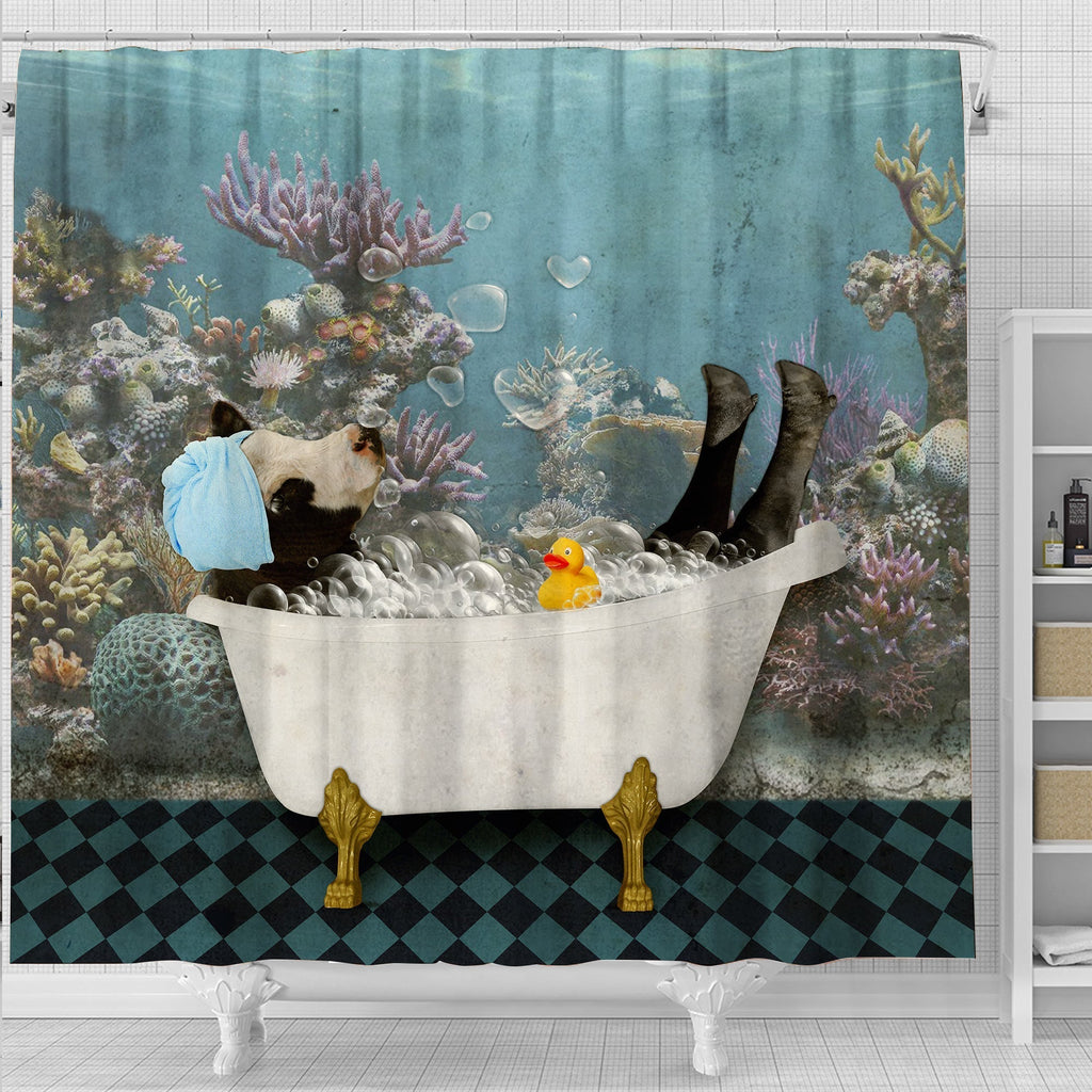 Black Baldy Taking Shower Under The Sea 3D Shower Curtain