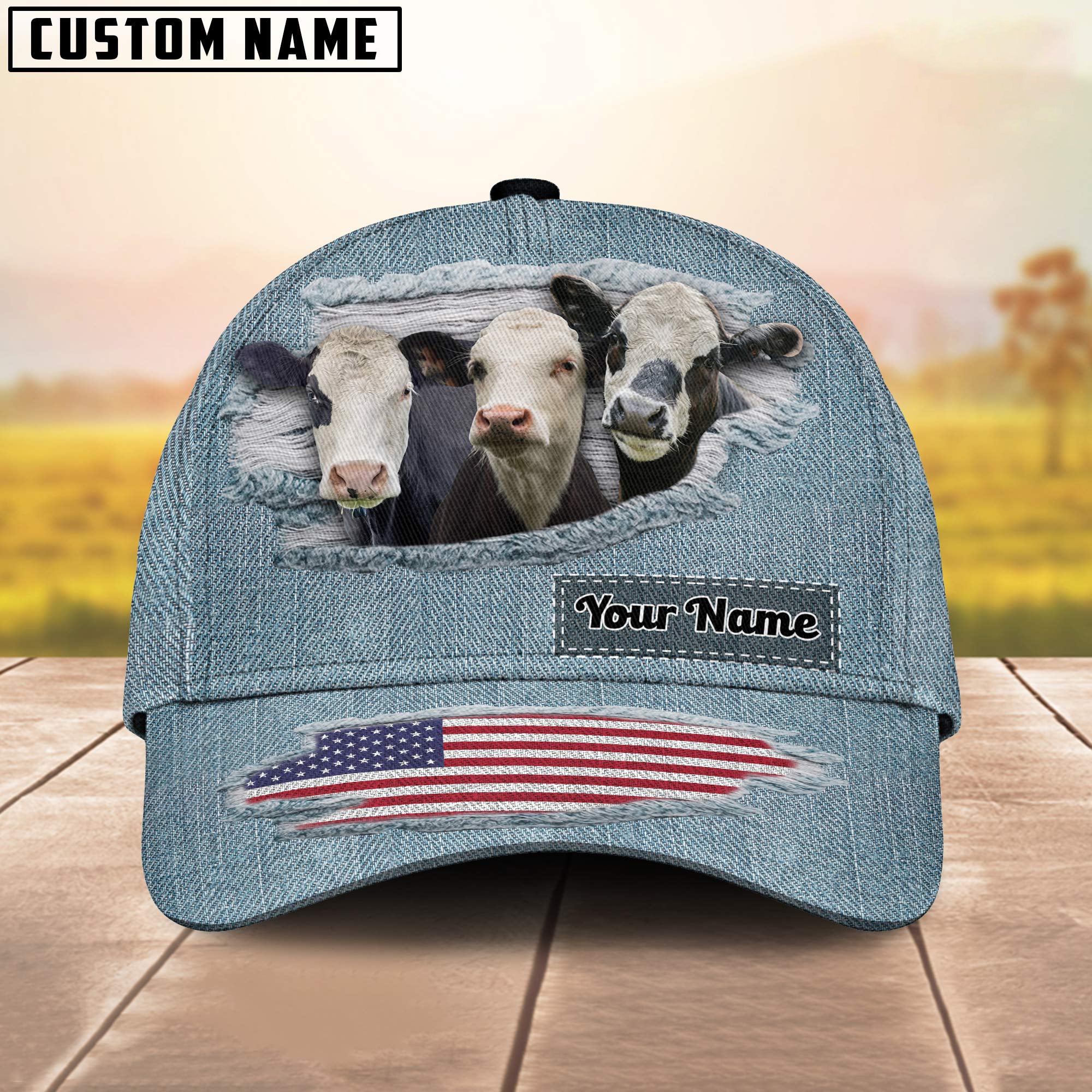 Black Baldy Jeans Pattern Customized Name Cap