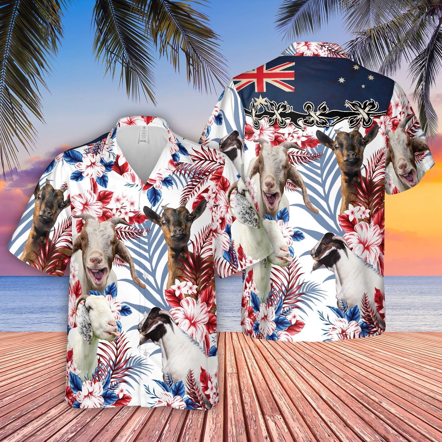 Unique Goat Lovers Australia Flag Hawaiian Flowers Hawaiian Shirt