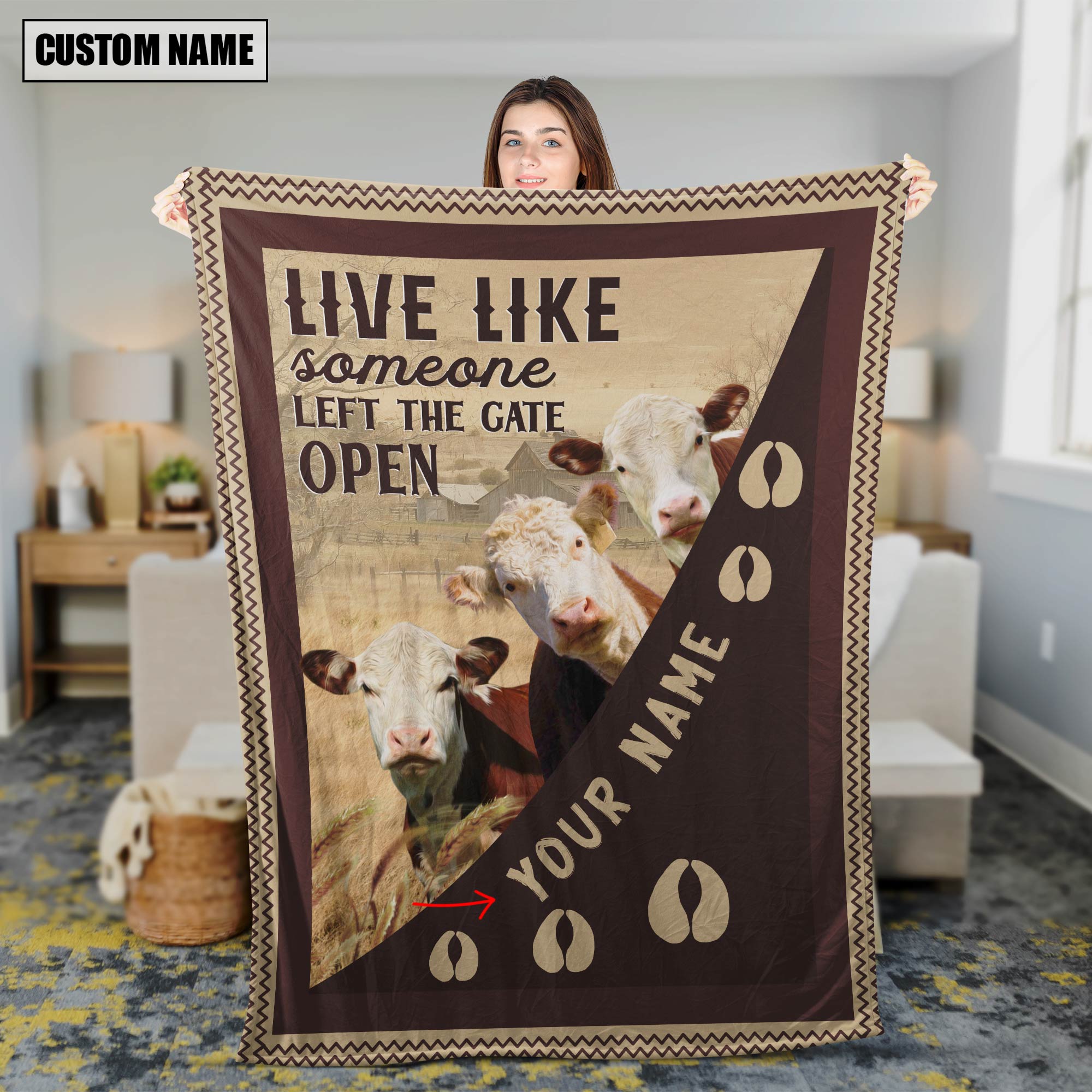 Personalized Hereford Live Like Someone Left The Gate Open Blanket
