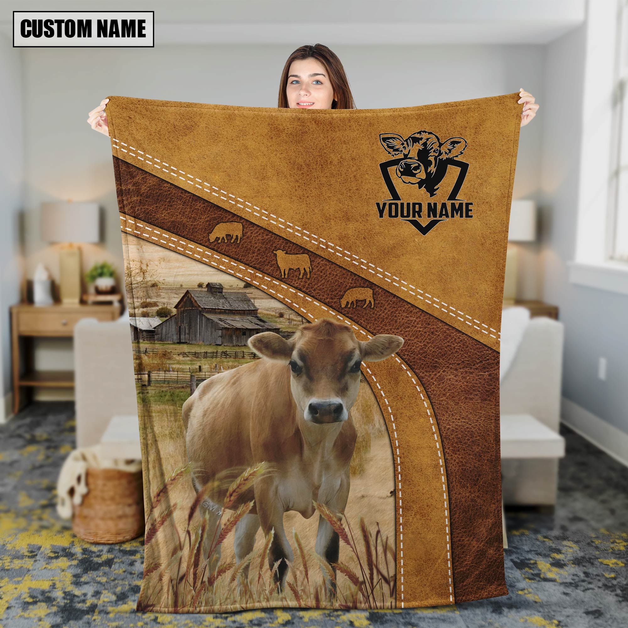 Personalized Name Jersey Brownie Background Blanket