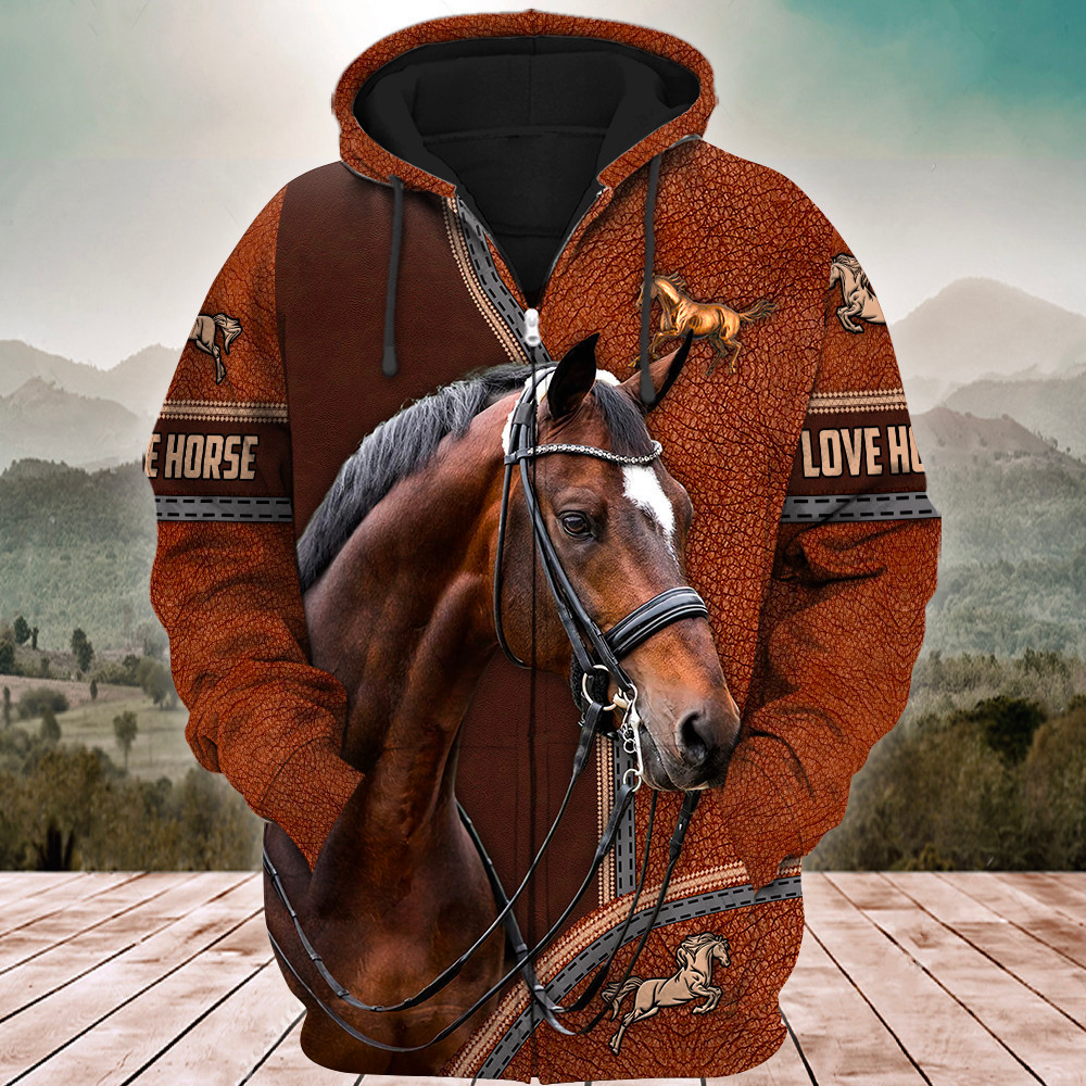 Brown Horse Lovers 3D Hoodie