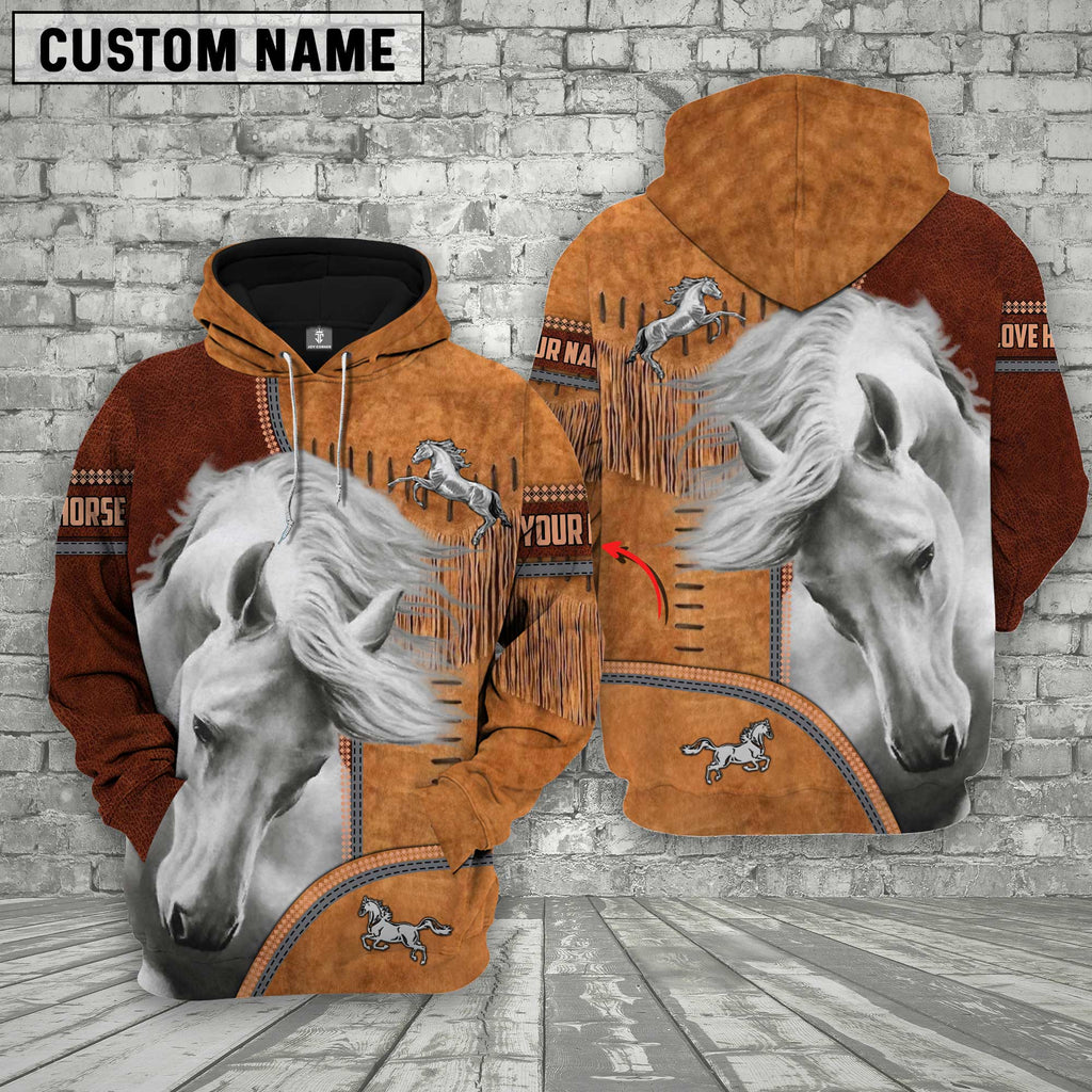 Custom Name White Horse Lovers 3D Hoodie