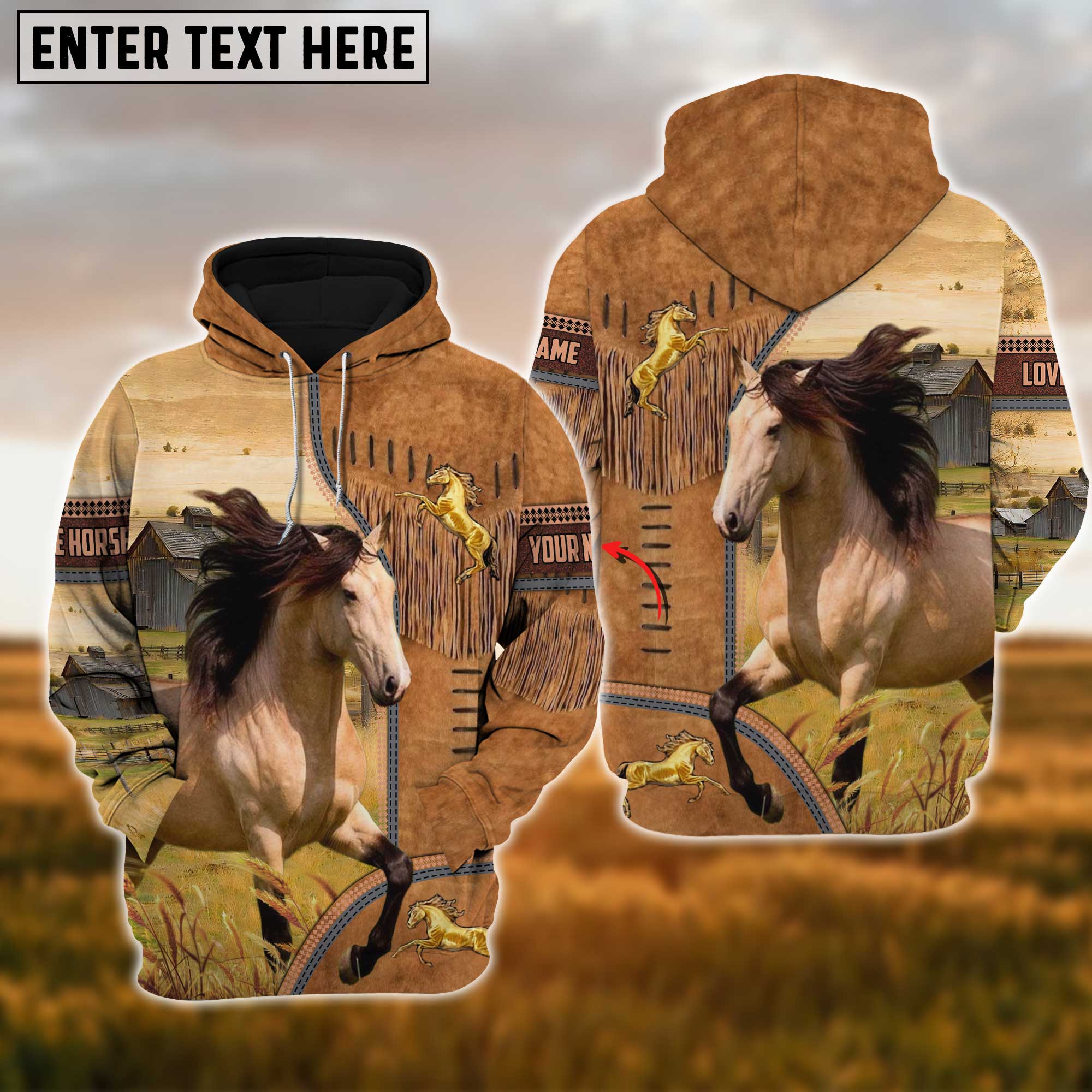 Custom Name Farm Horse Lovers 3D Printed Hoodie
