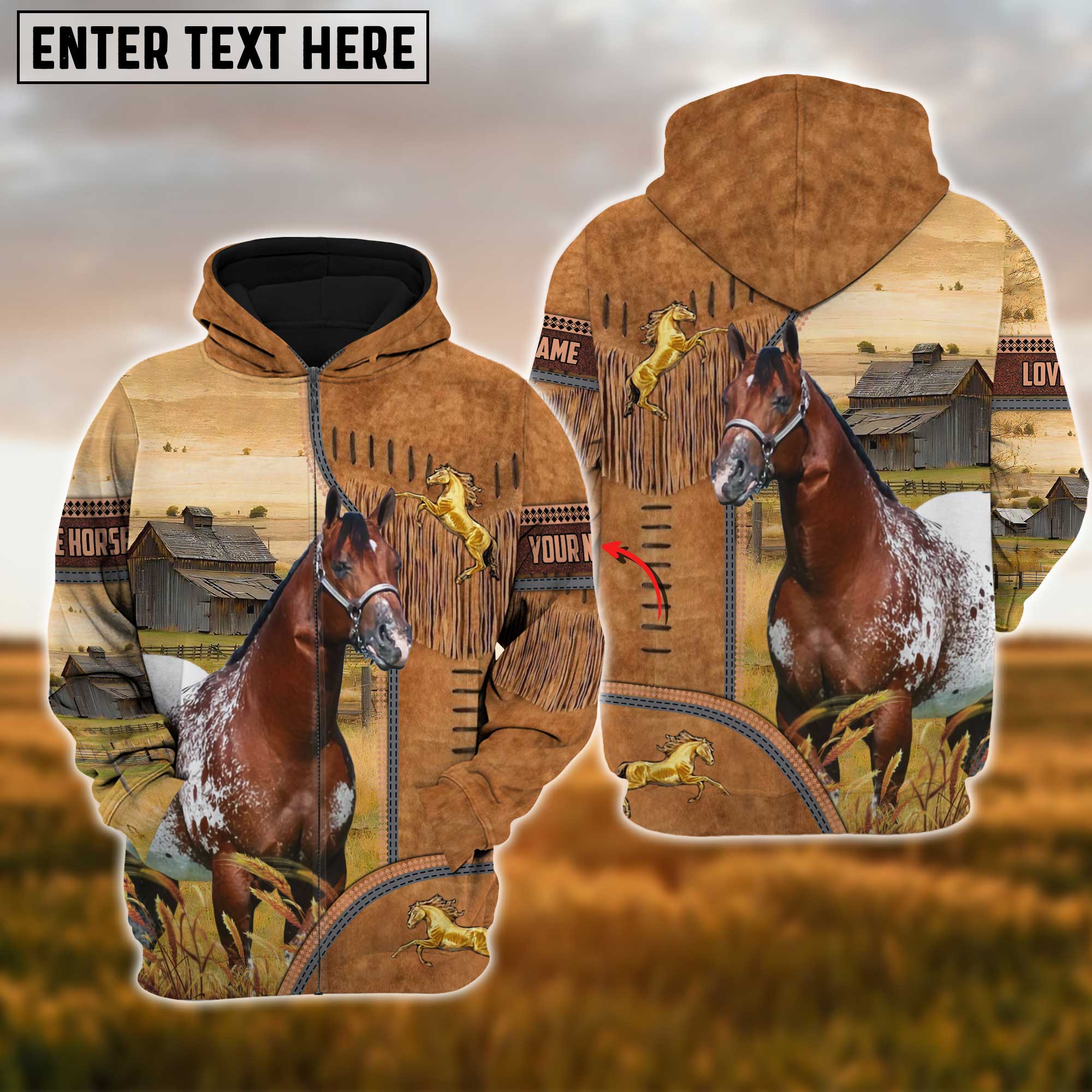 Custom Name Farm Horse Lovers 3D Printed Hoodie